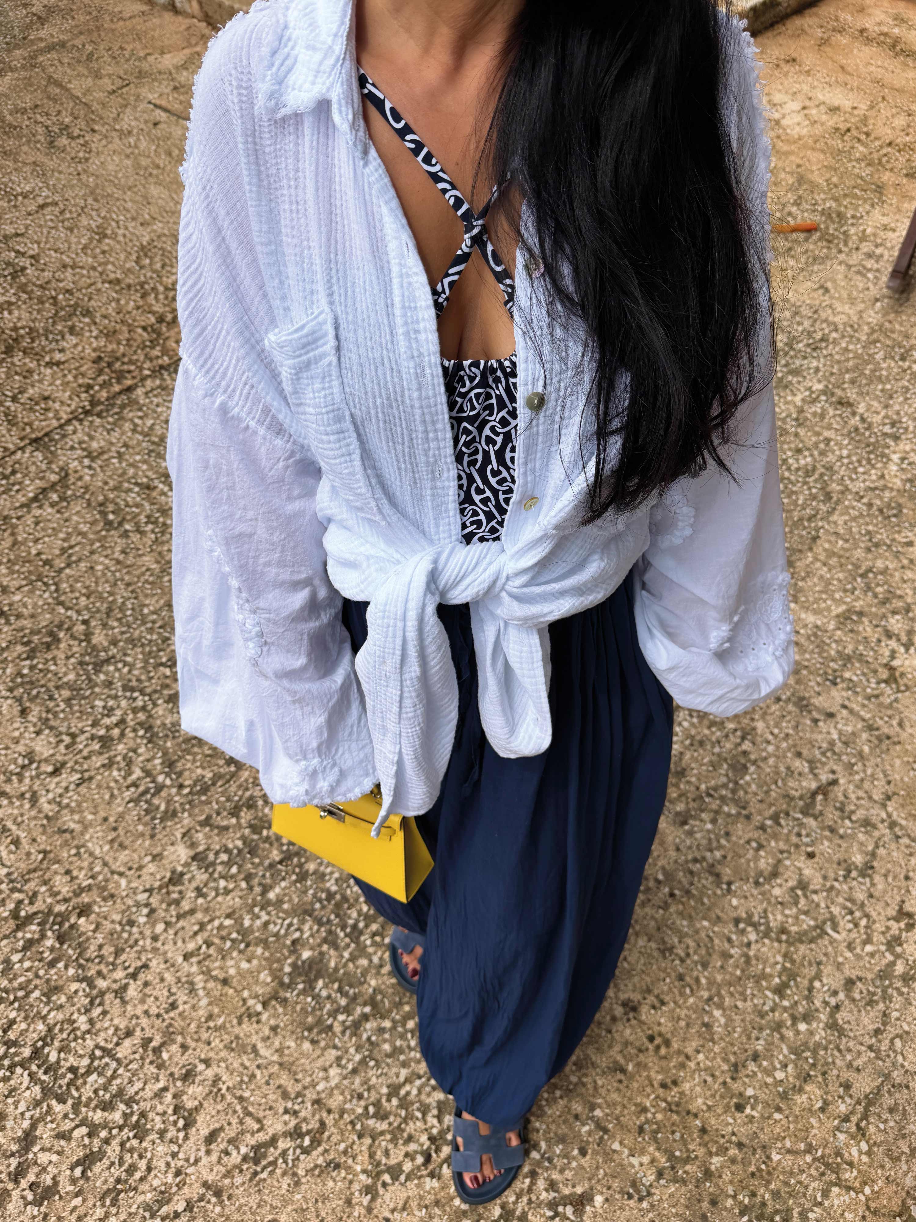 Musselin Used-Look Bluse - MOANA - Weiß