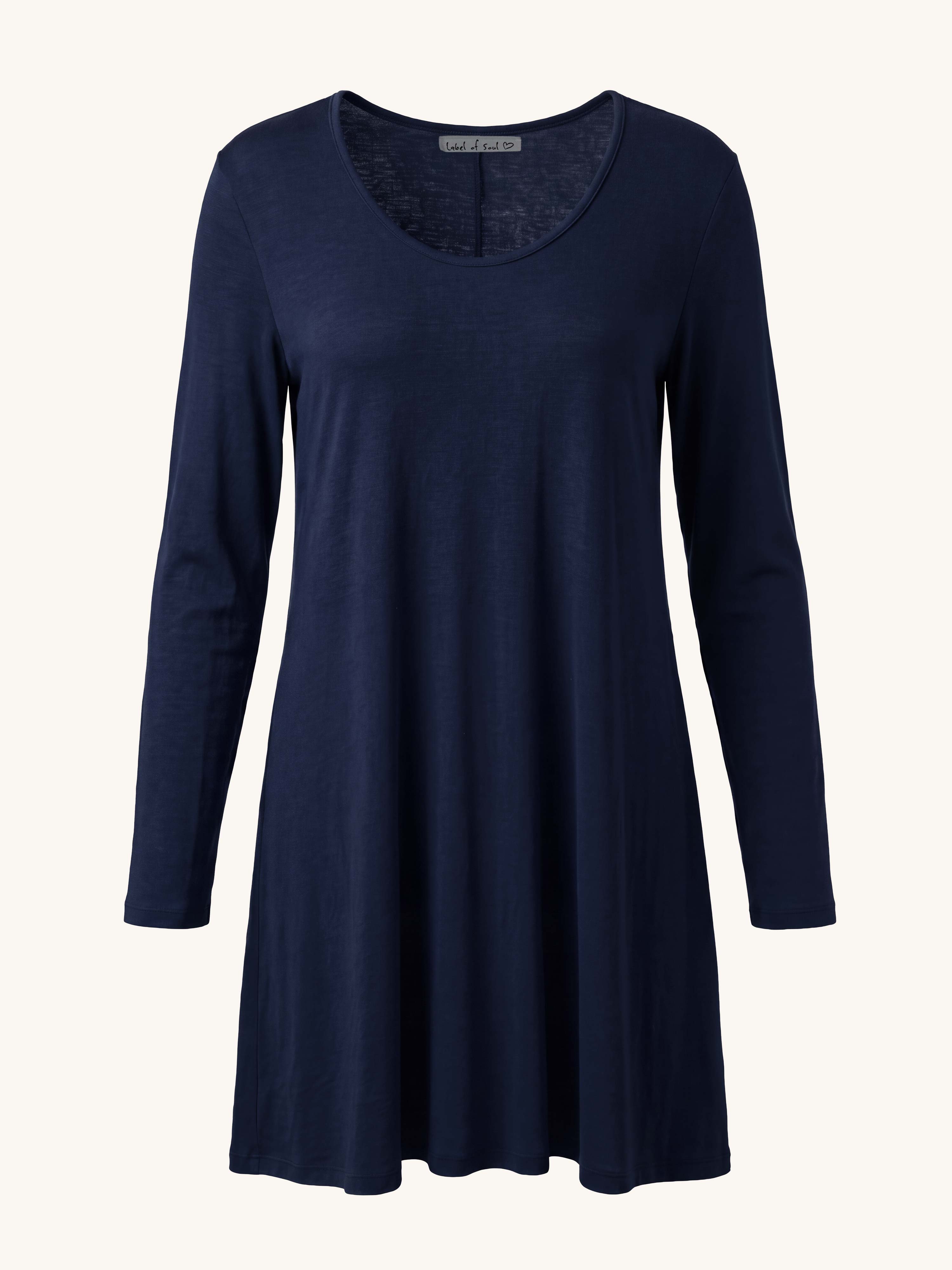 Basic Soft Longshirt in A-Linie - CURVY - Navy
