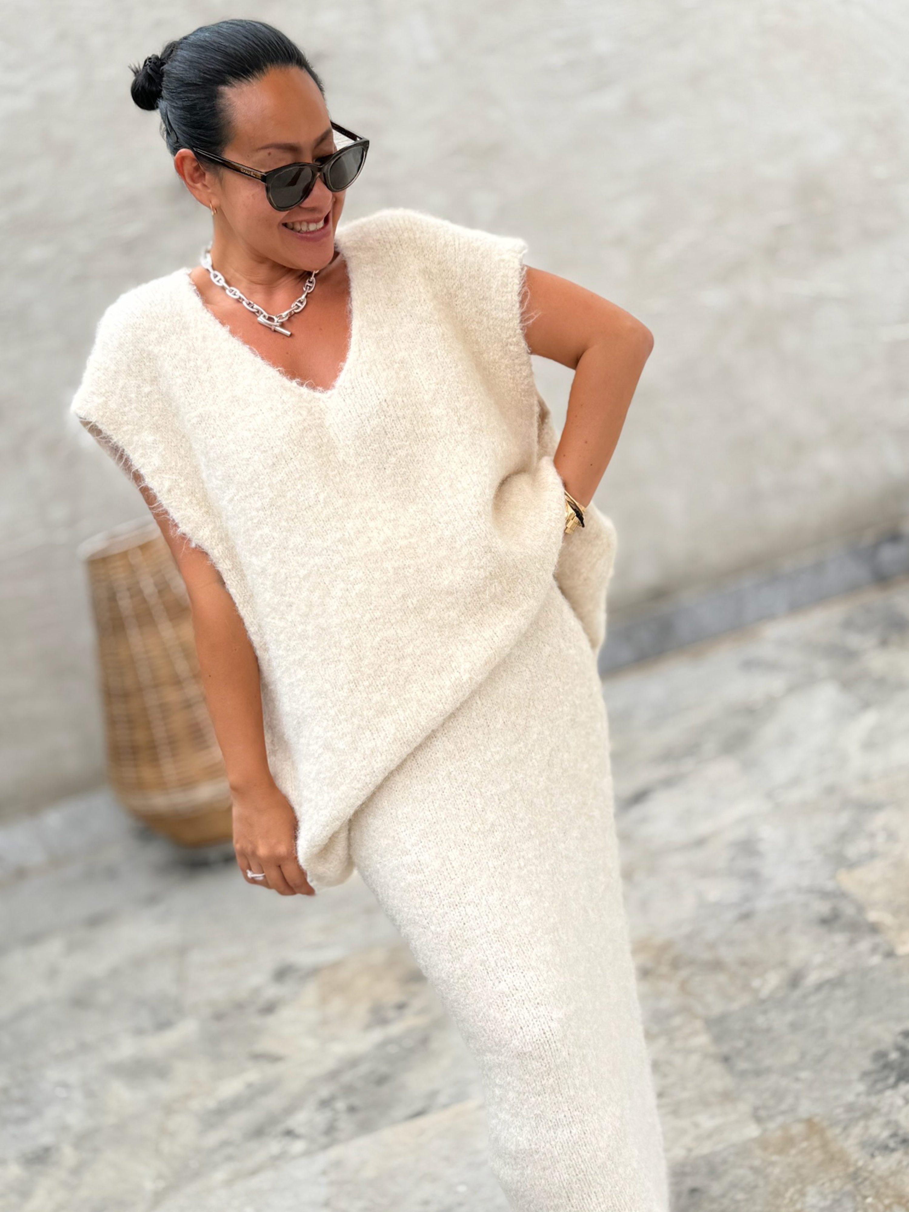 Oversize Pullunder mit Alpakawollanteil - Creme Oversize Pullunder mit Alpakawollanteil - Creme