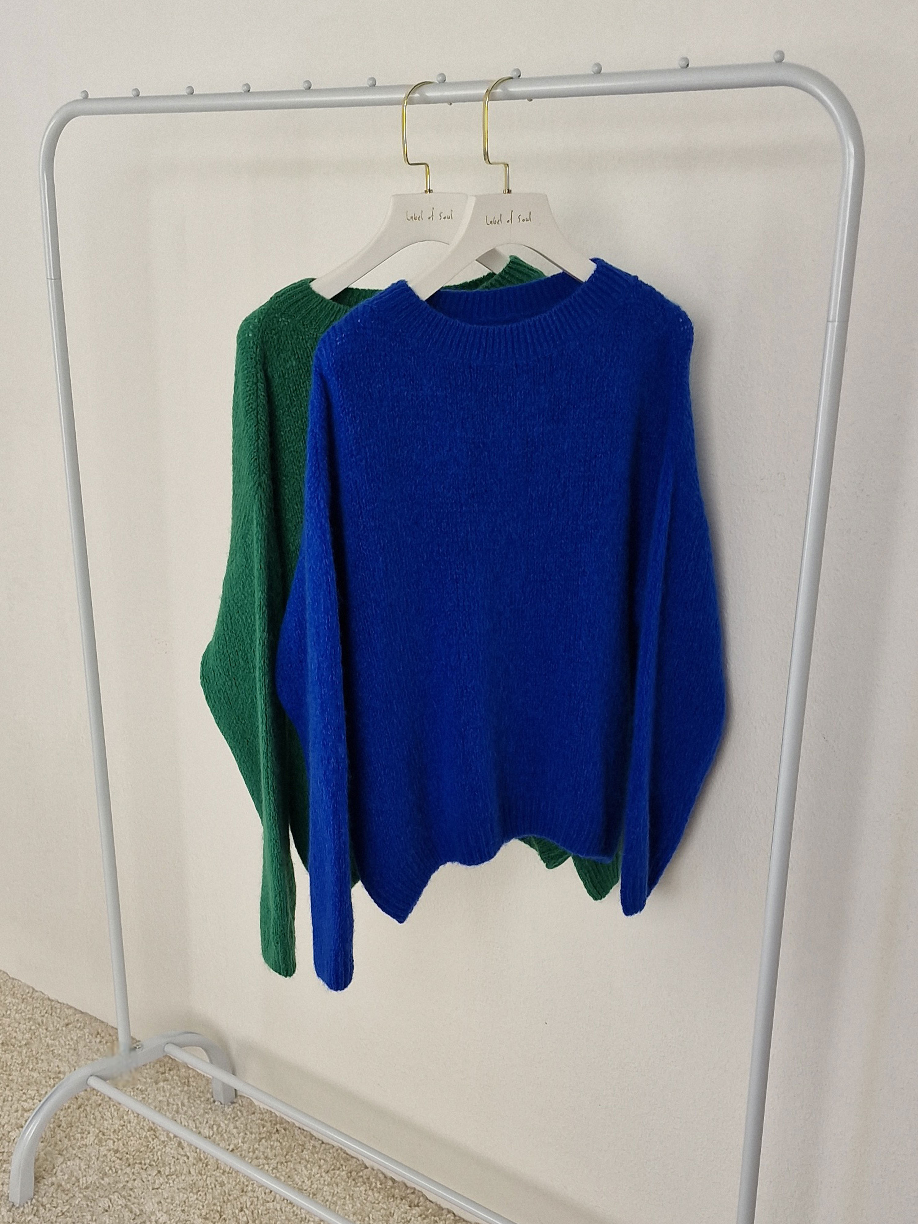 Pullover mit Baby-Alpakawollanteil - Royalblau Pullover mit Baby-Alpakawollanteil - Royalblau
