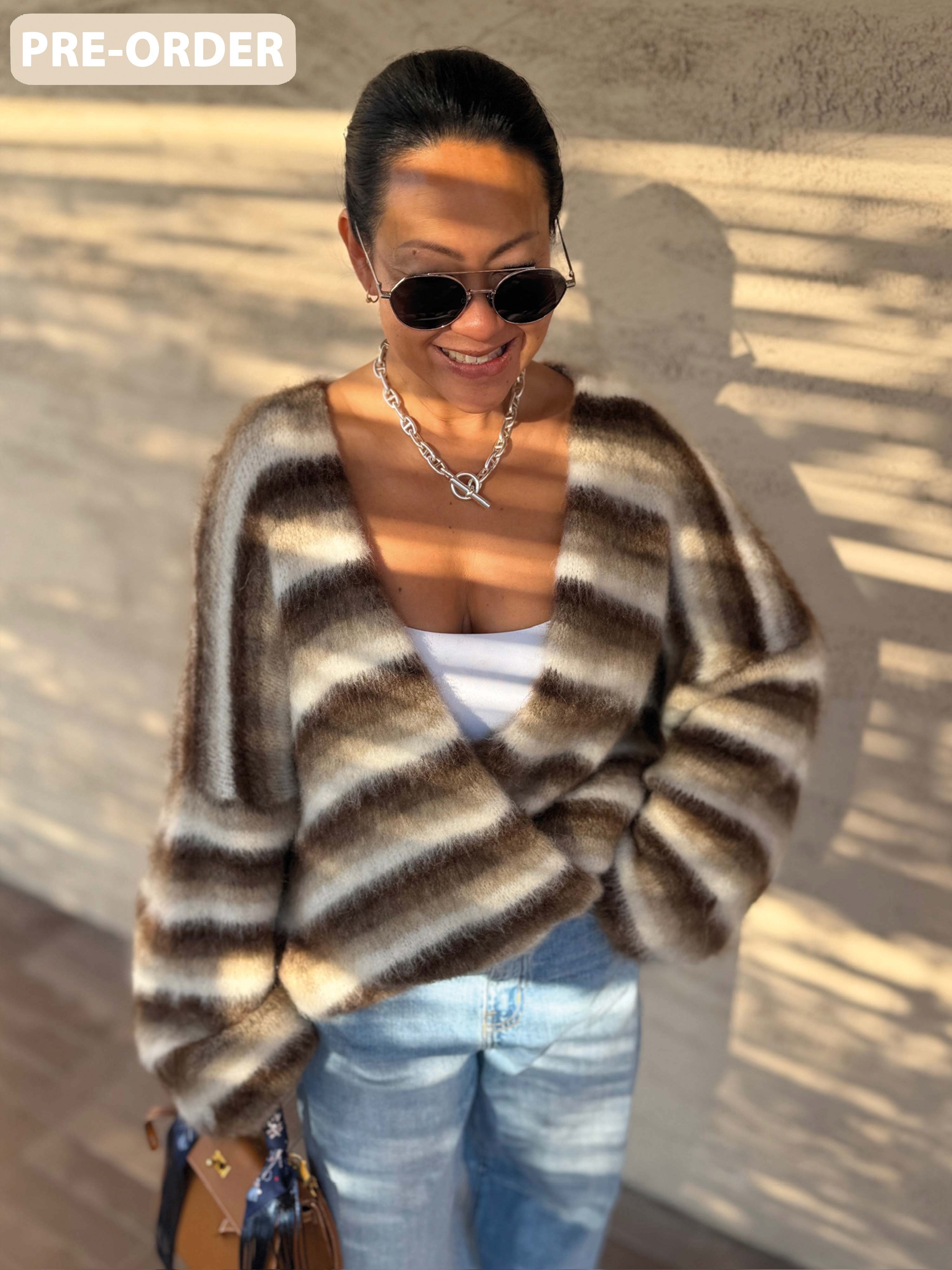 PRE-ORDER: Oversize Cardigan - FLUFFY - Schoko Mix