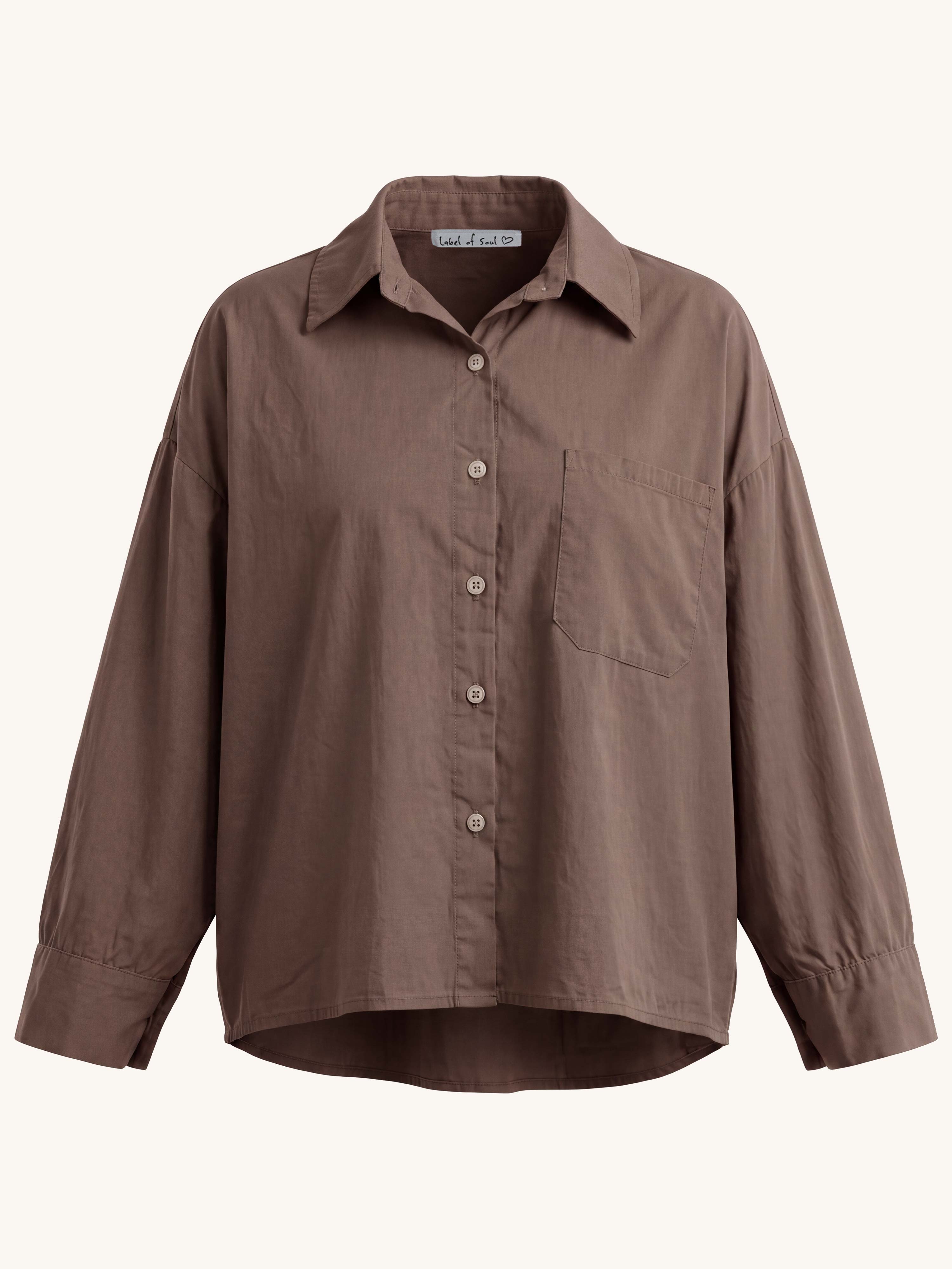 Basic Cotton Boxy Bluse - Fango