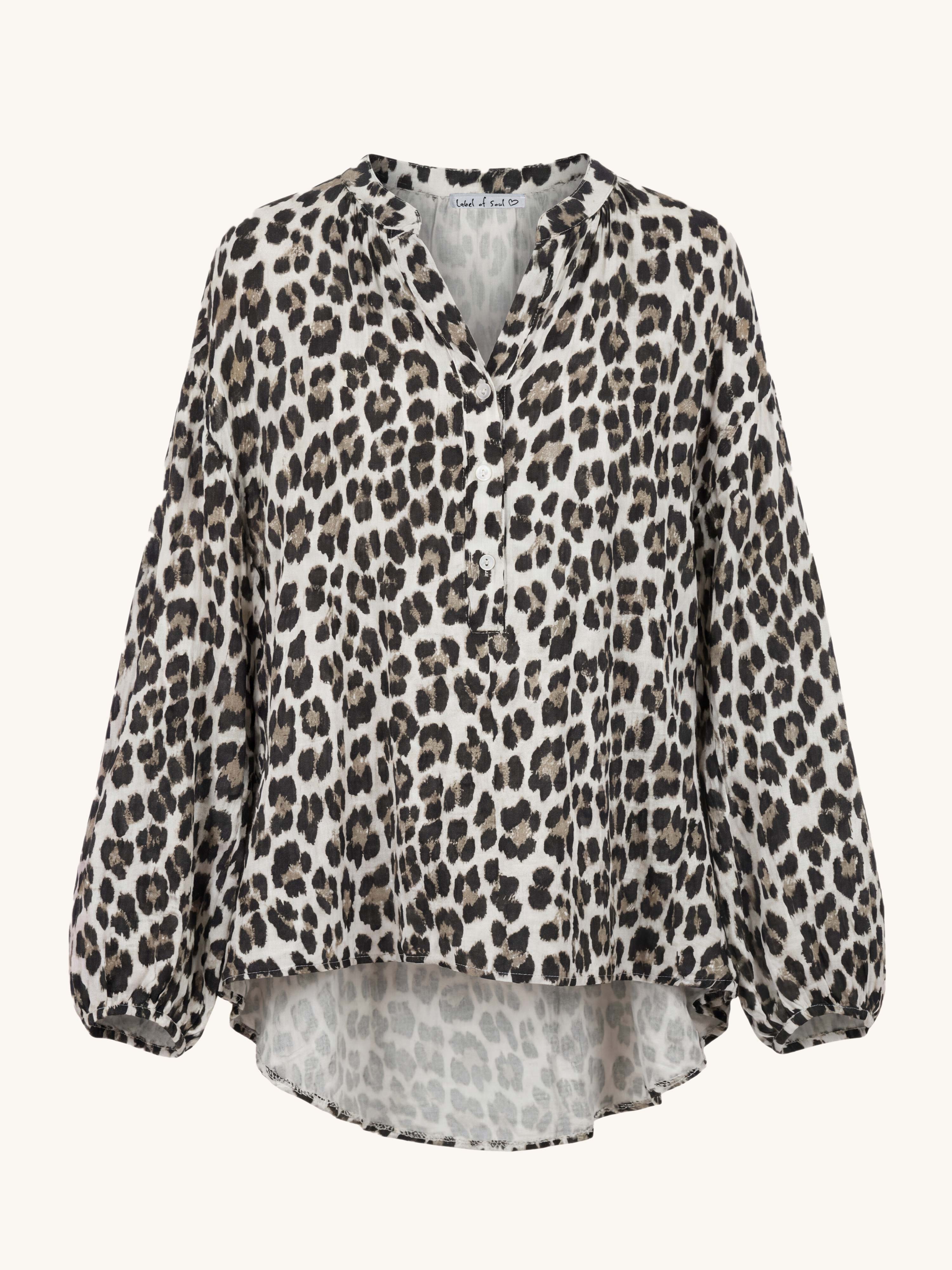 Musselin Vokuhila Oversize Bluse - LEO BEIGE