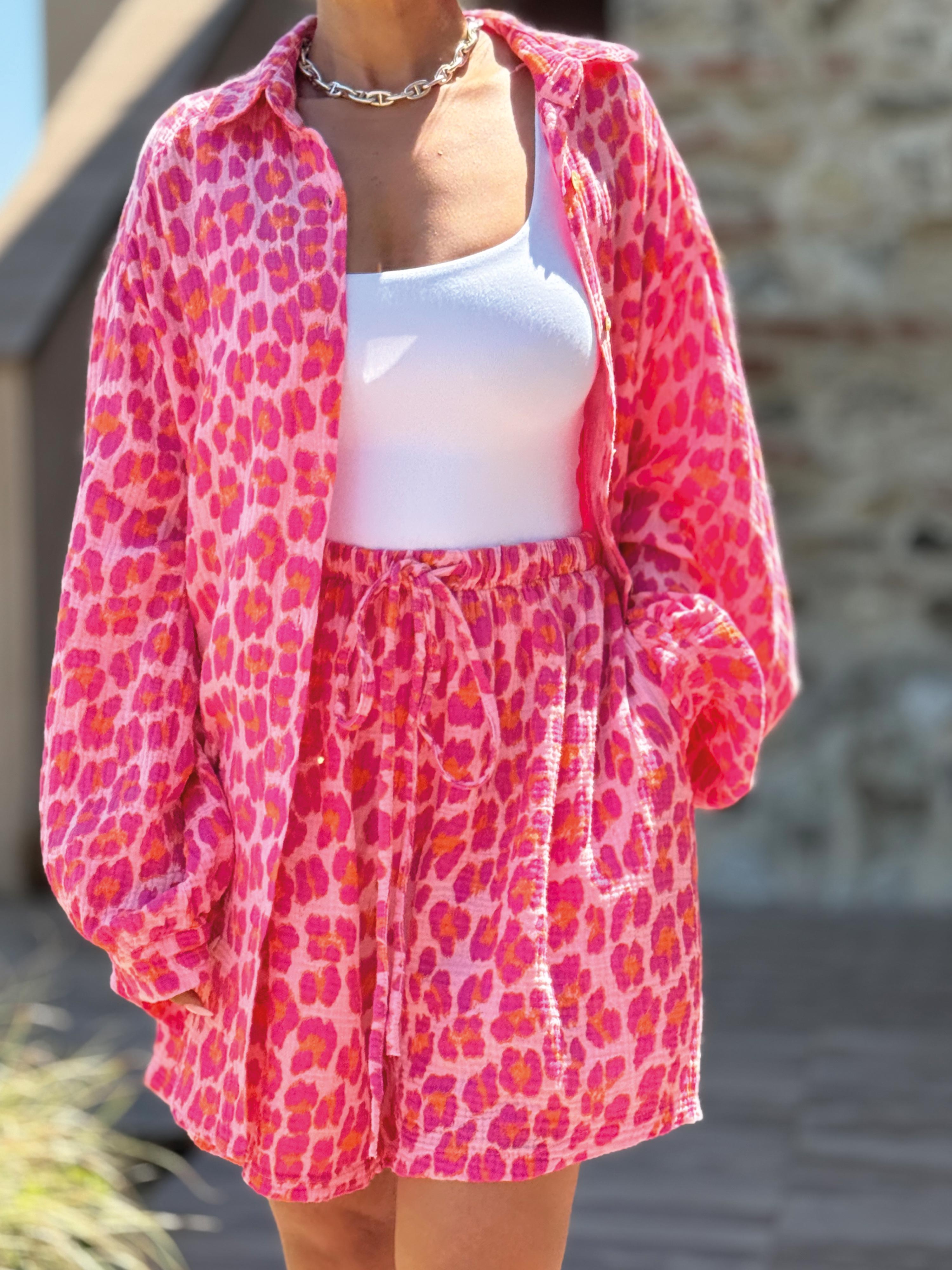 Musselin Midi Oversize Bluse - LEOPARD - Juicy Musselin Midi Oversize Bluse - LEOPARD - Juicy