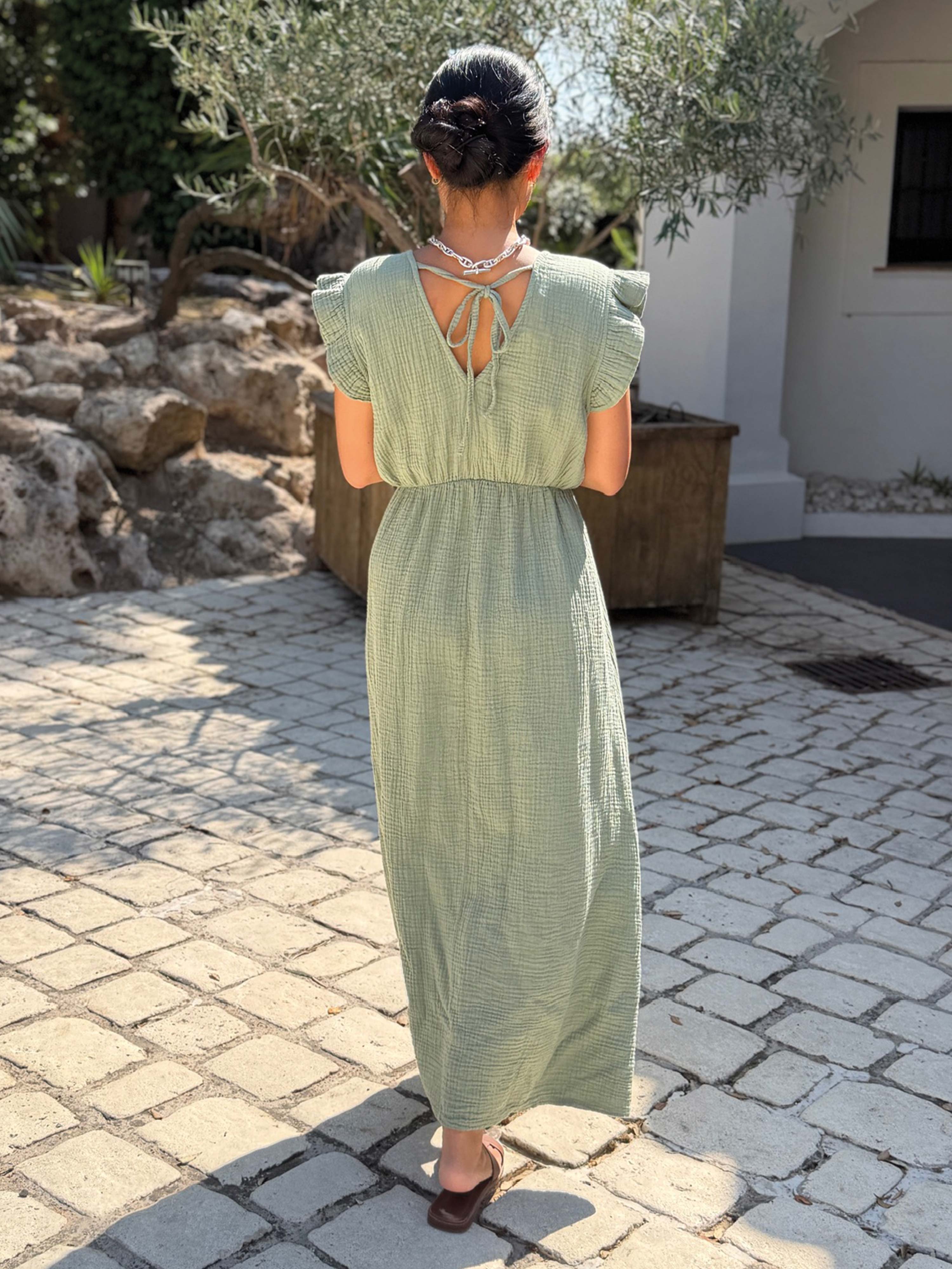 Musselin Kleid Soho - ONESIZE - Matcha