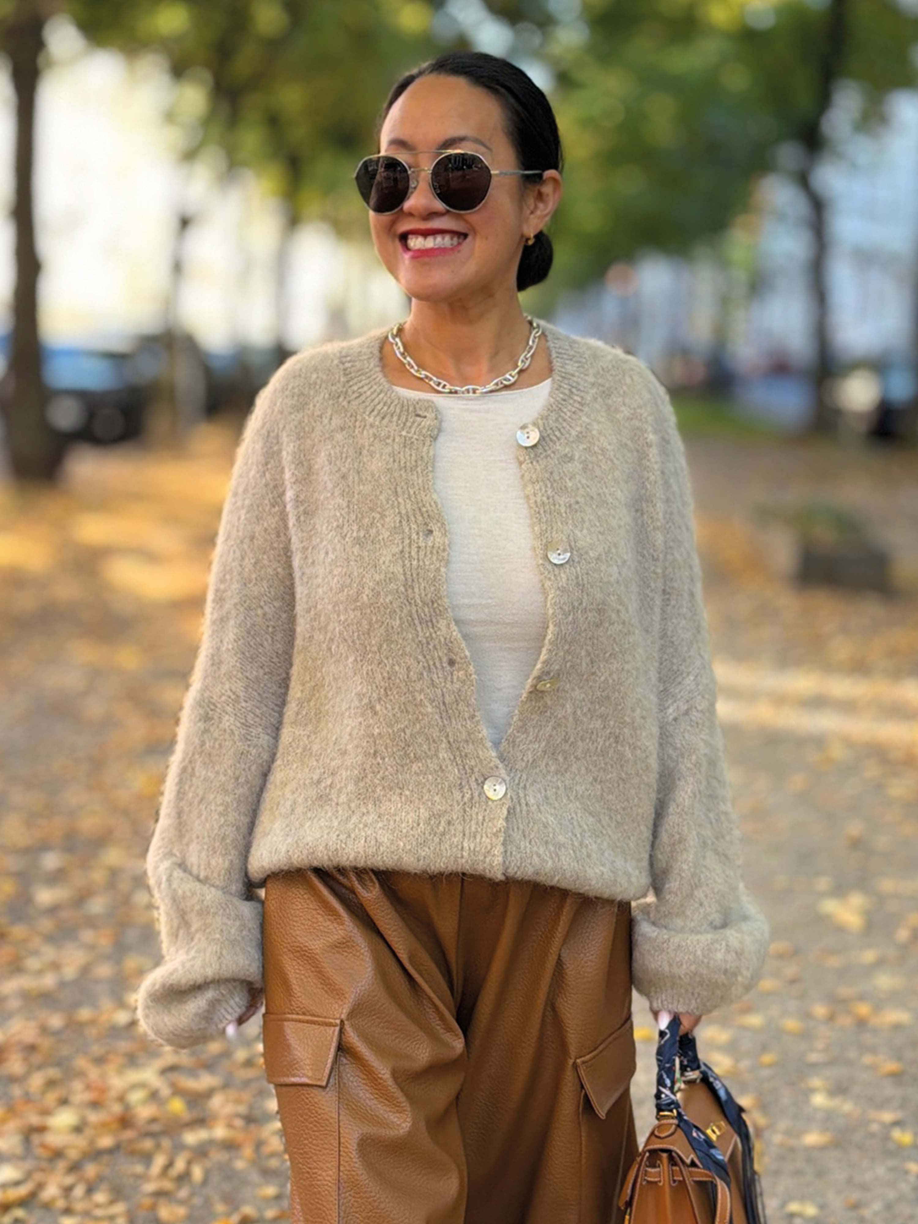 Oversize Strickjacke - FLUFFY - Oatmeal