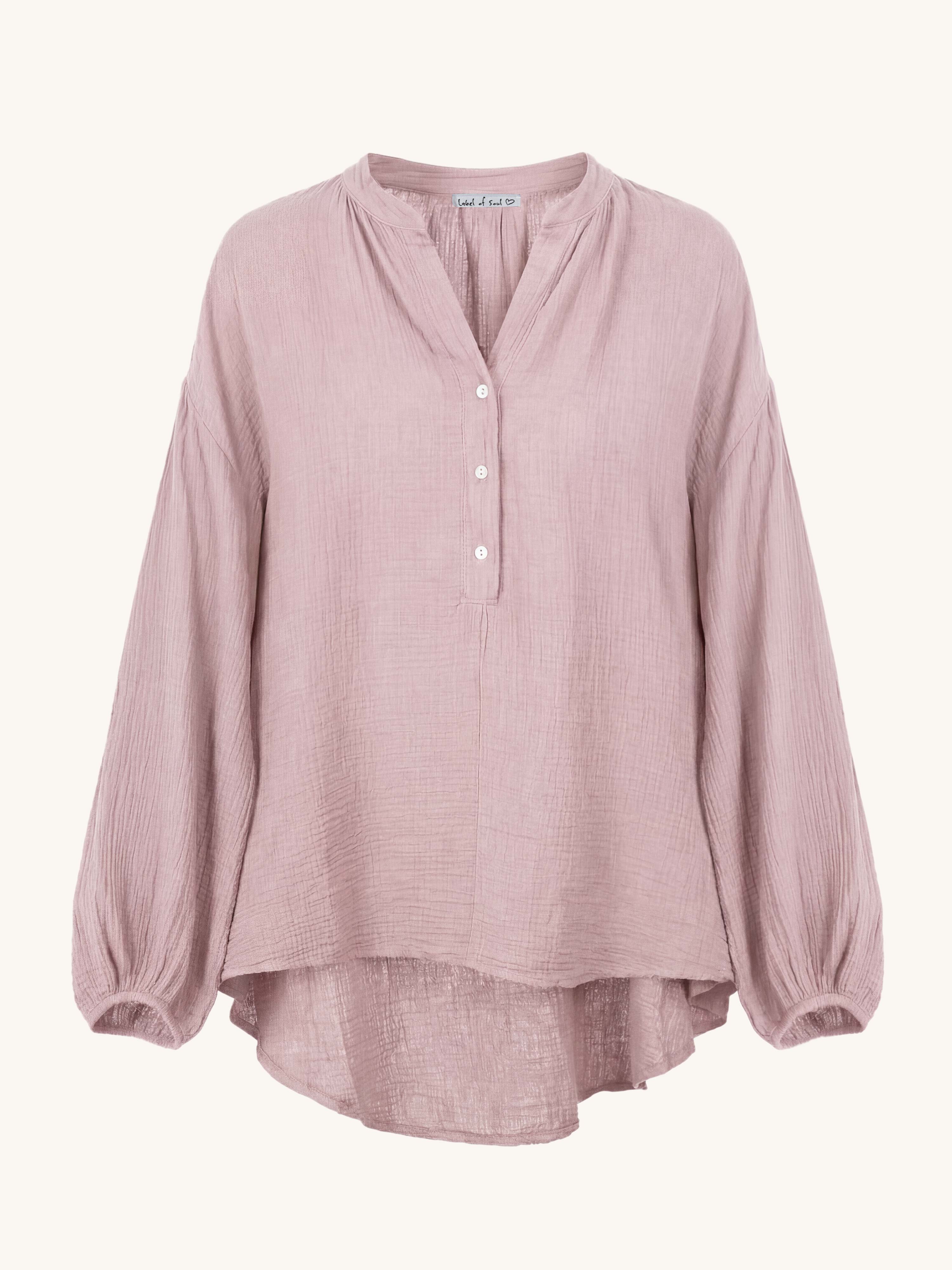 Musselin Vokuhila Oversize Bluse - Blush
