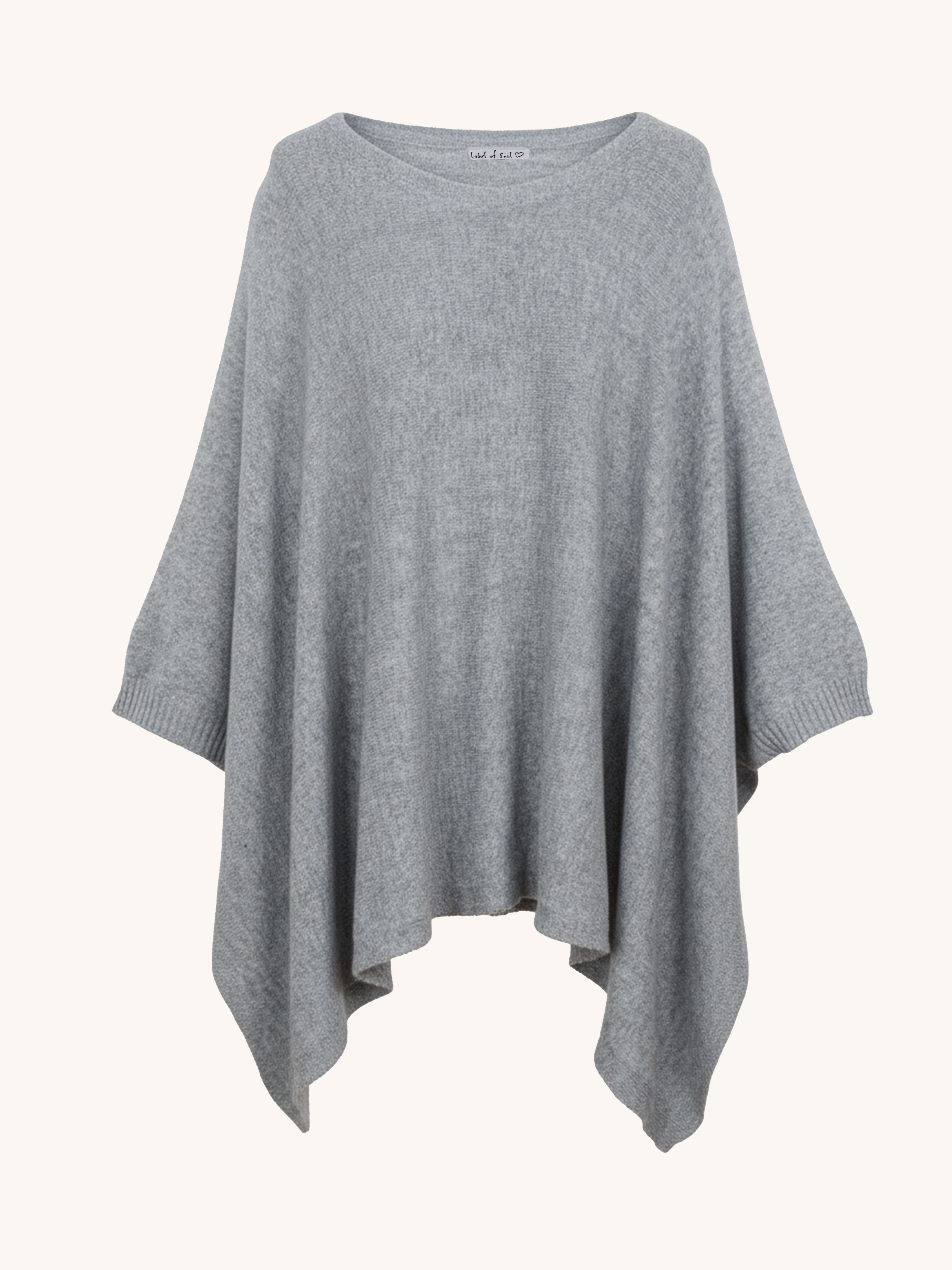 Oversize Viskose Kurzarm Poncho - Grau Oversize Viskose Kurzarm Poncho - Grau
