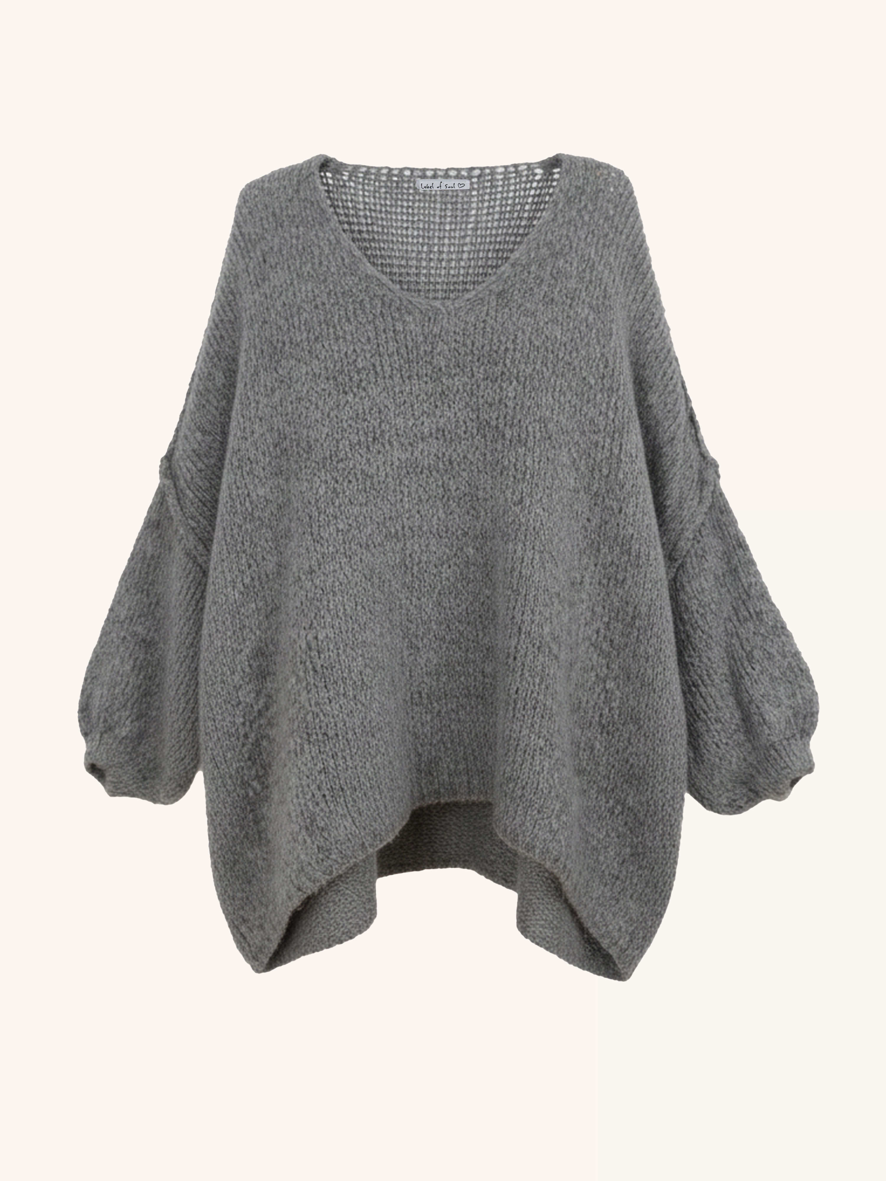 Oversize Strickpullover mit V-Ausschnitt FLAUSCHI TALL - Anthrazit Oversize Strickpullover mit V-Ausschnitt FLAUSCHI TALL - Anthrazit