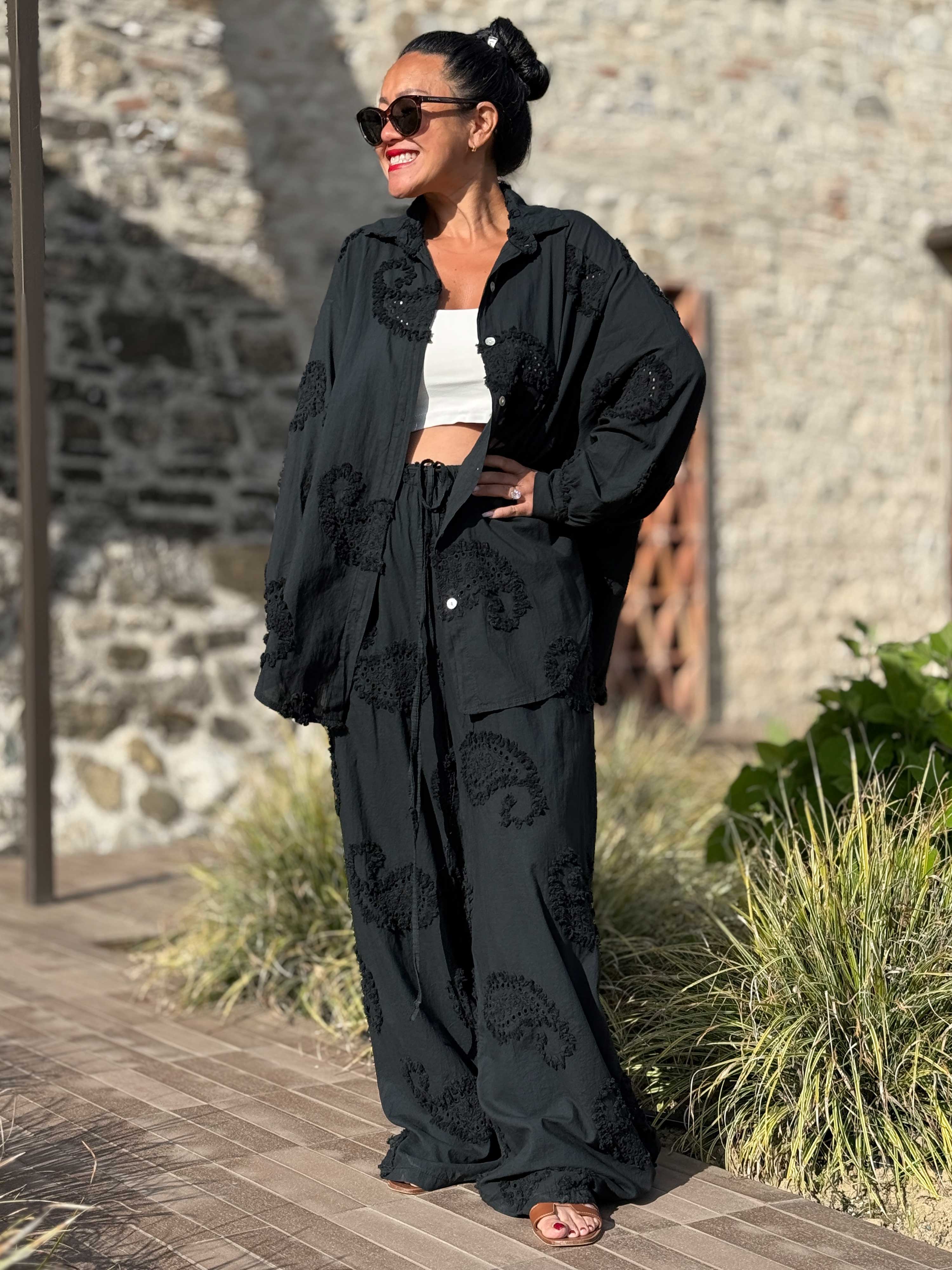 Cotton Palazzo Oversize Hose - MOANA - Schwarz Cotton Palazzo Oversize Hose - MOANA - Schwarz
