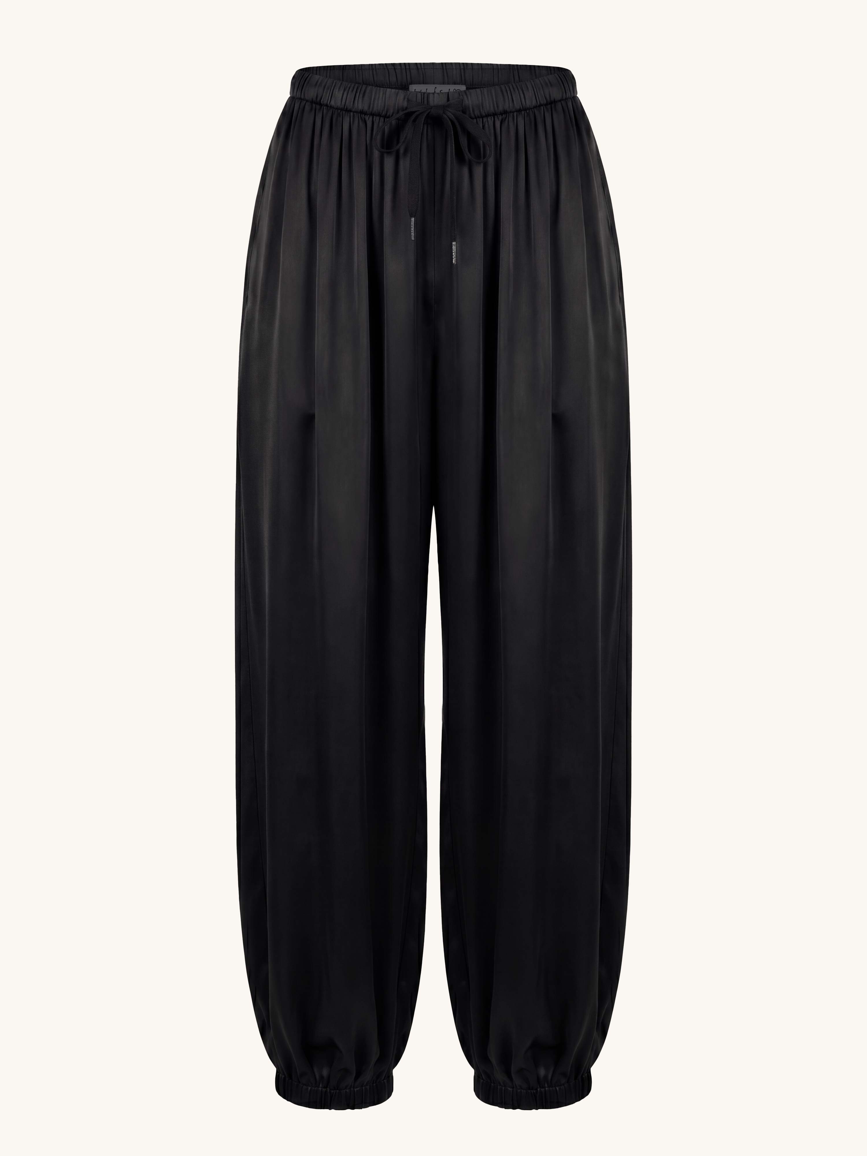 Viskose Palazzo Hose mit Bund - ELEGANCE - Schwarz