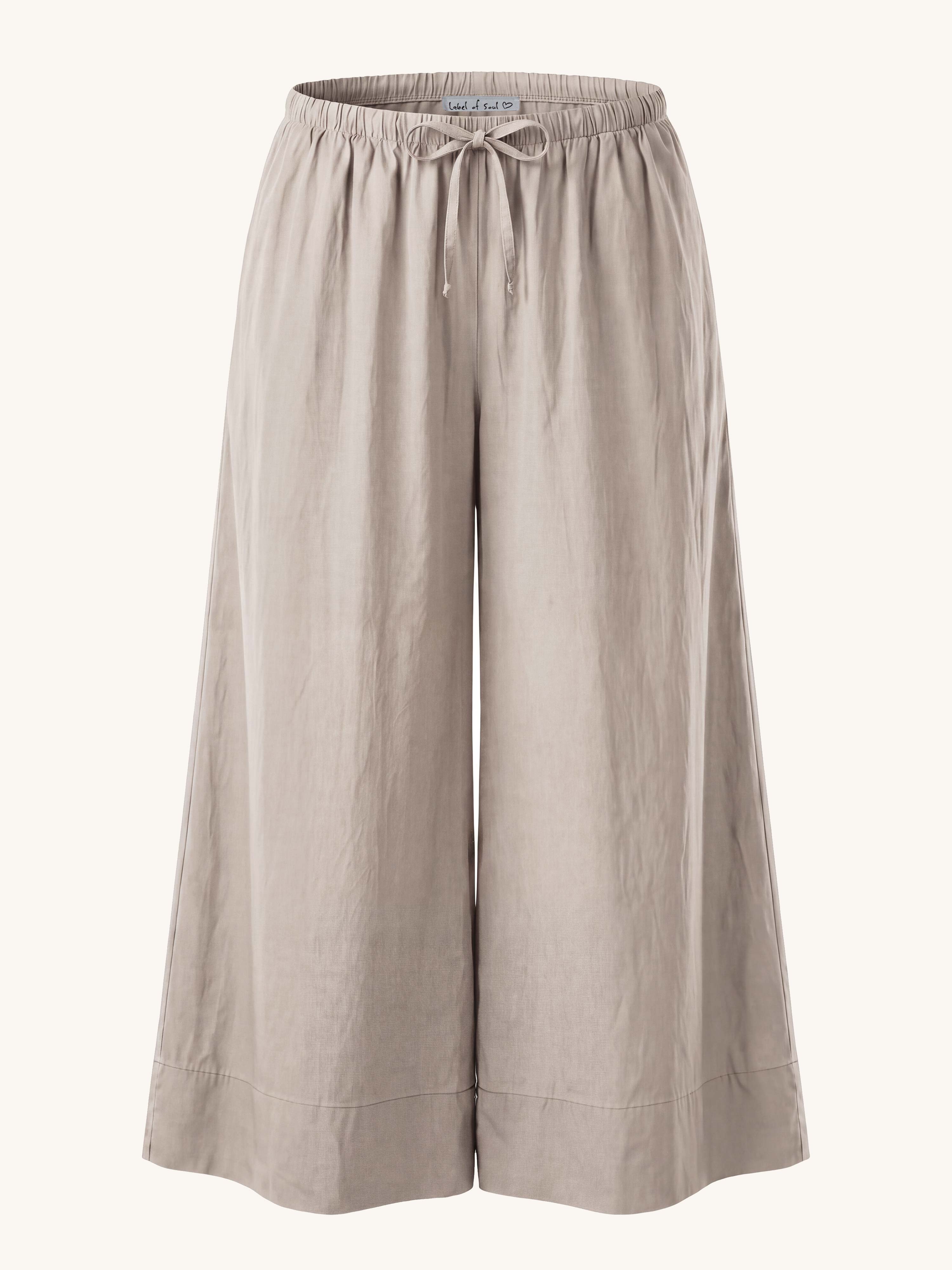 Basic Oversize Cotton Palazzo Hose - Beige