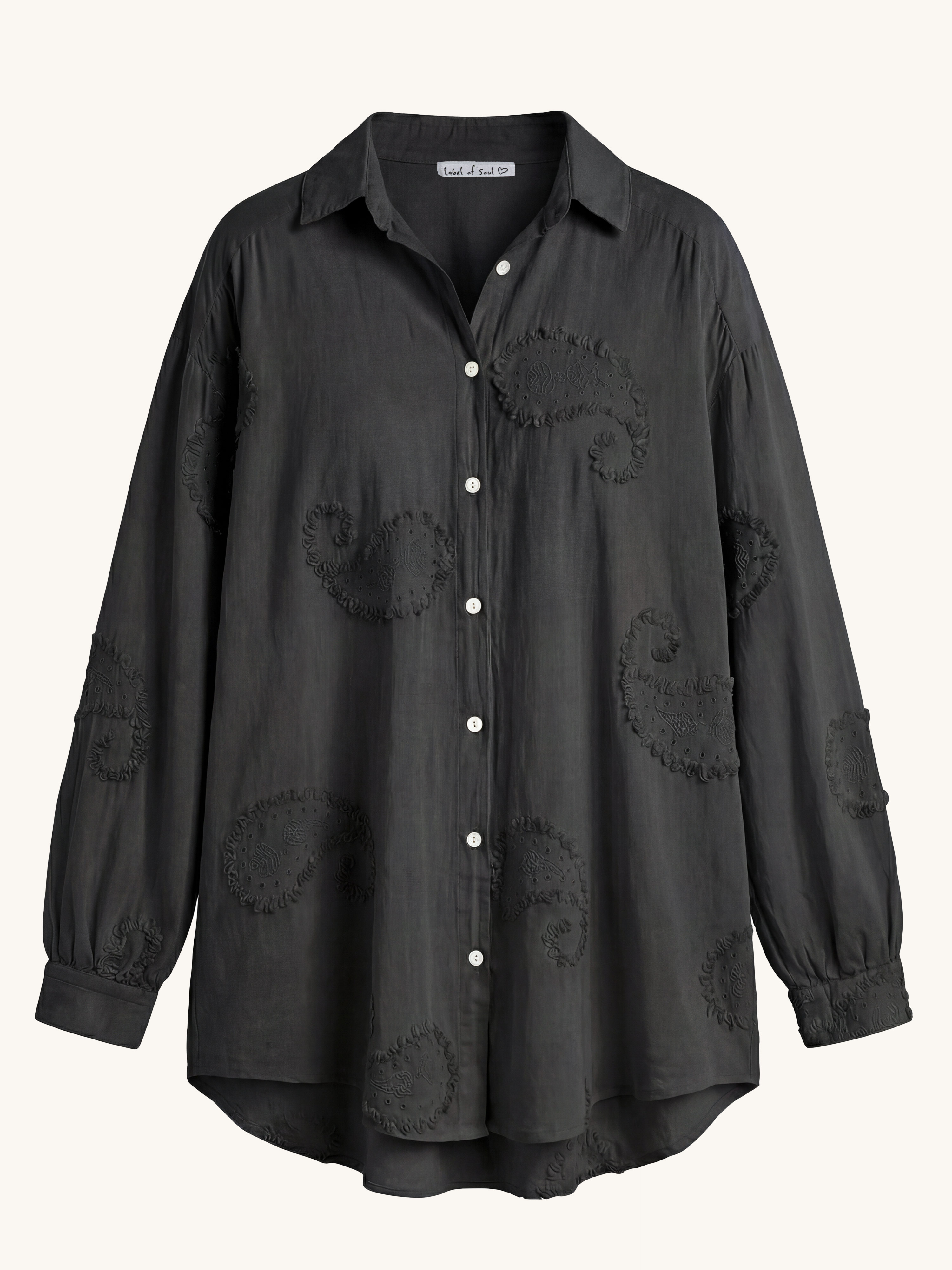 Cotton Oversize Long Bluse - OHANA - Schwarz