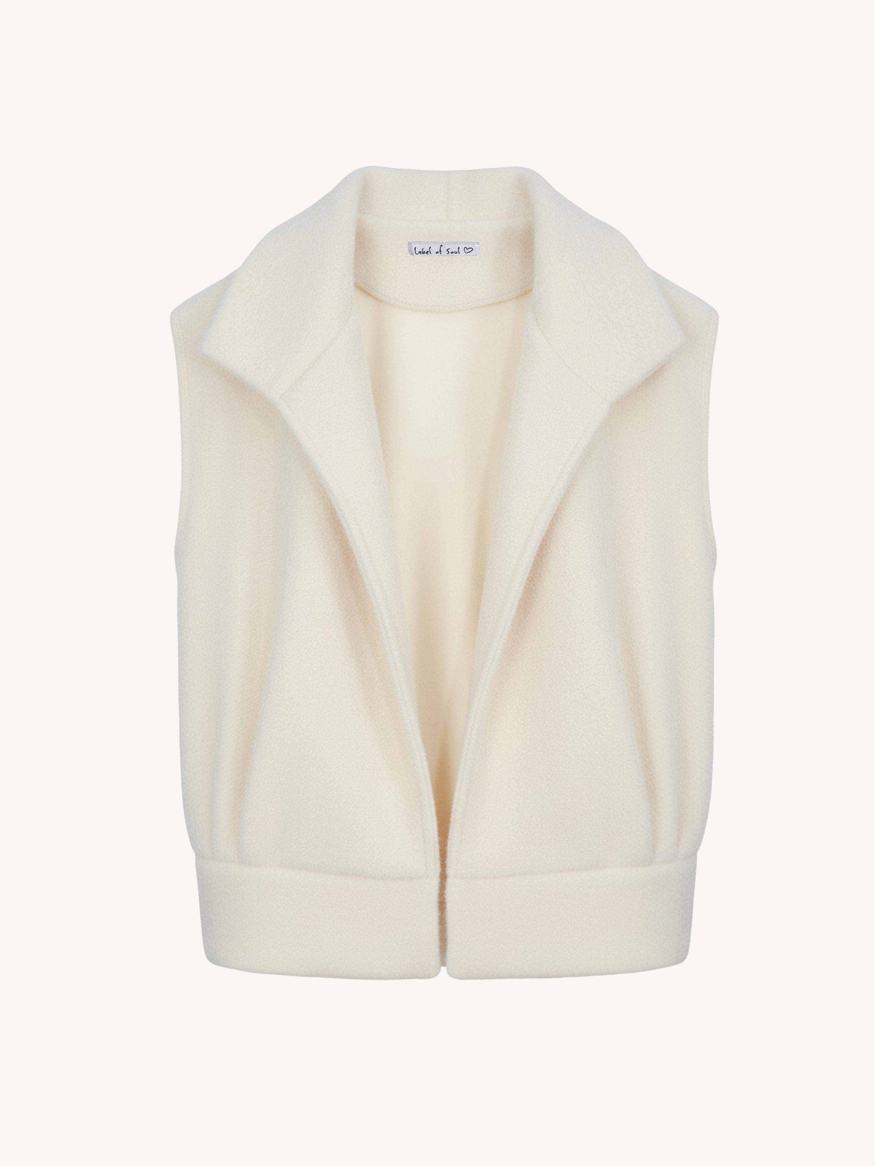 Oversize Bouclé Weste mit Kragen - HENRY - Creme