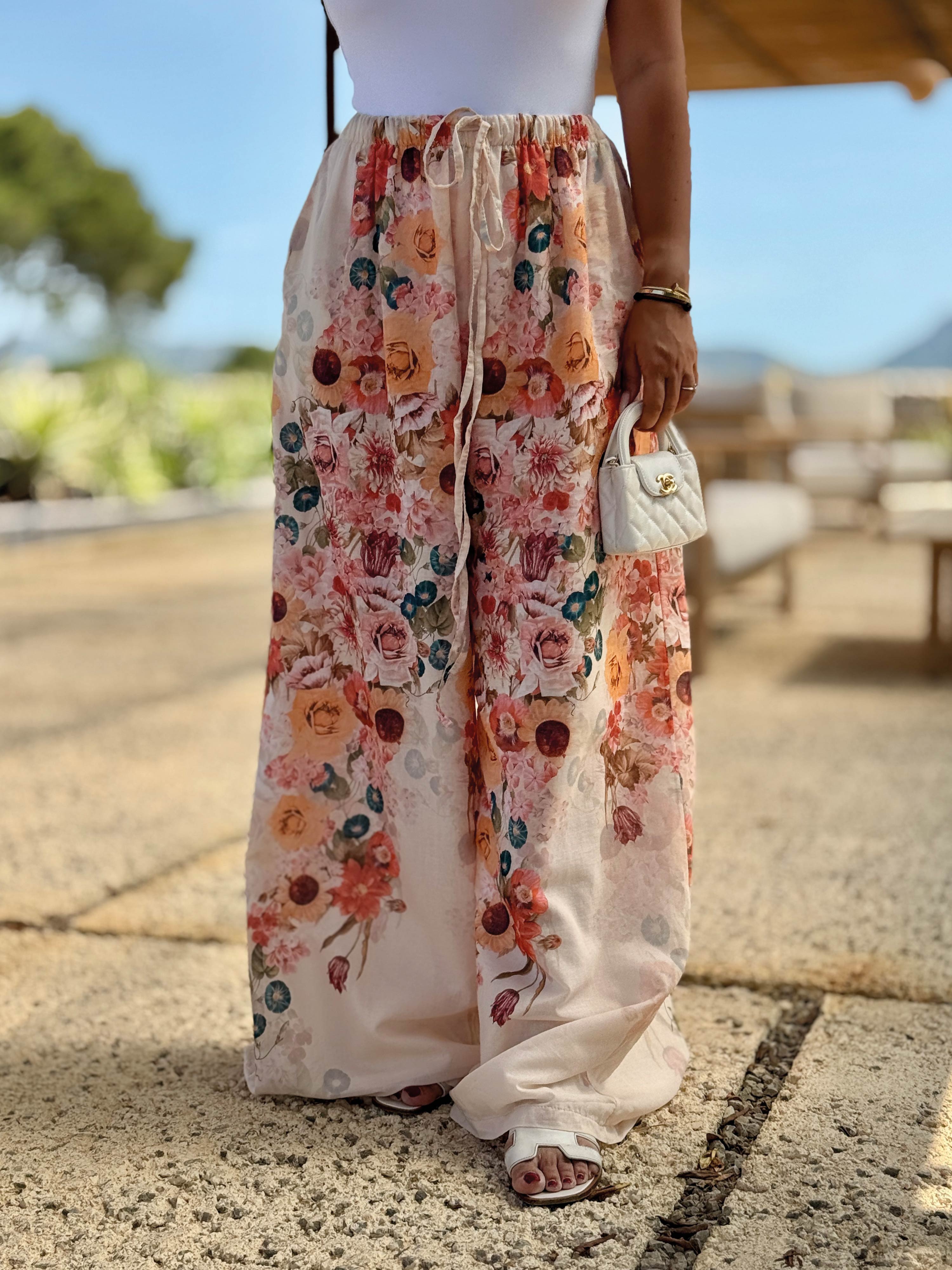 Cotton Palazzo Oversize Hose - MILLE FLEURS - Creme Cotton Palazzo Oversize Hose - MILLE FLEURS - Creme