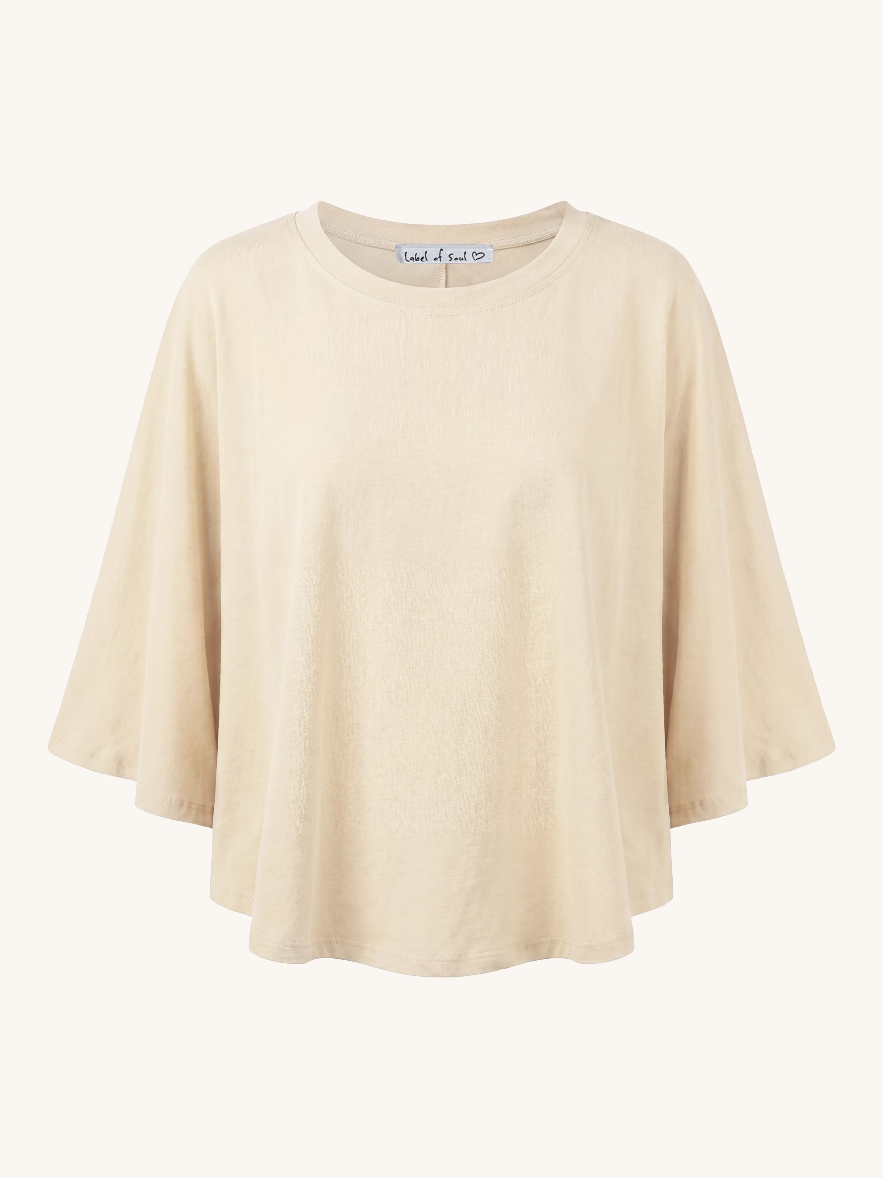 Basic Oversize Kurzarm Poncho Shirt - Vanille