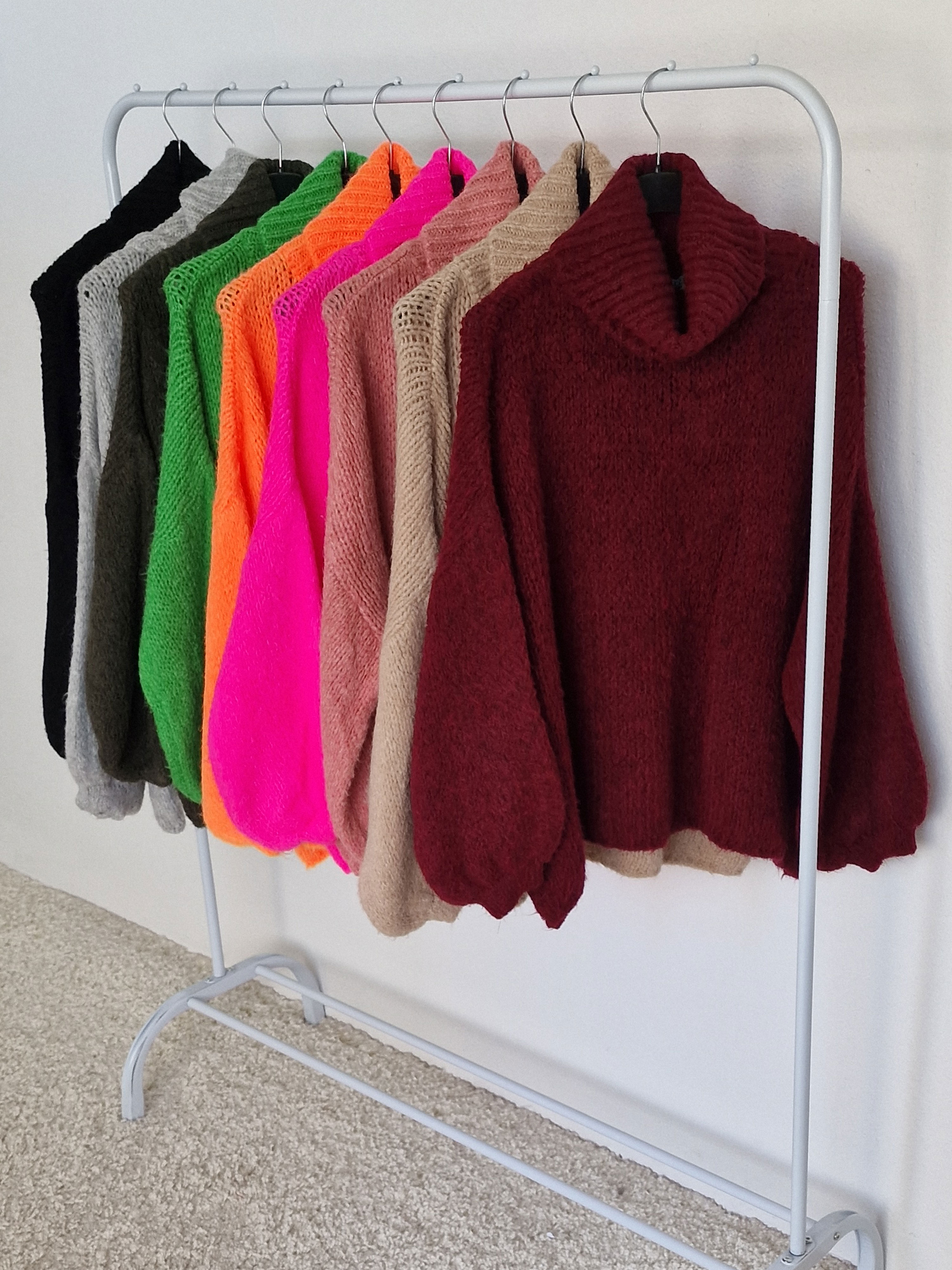 Oversize Pullover mit Rollkragen - FLAUSCHI - Burgunder