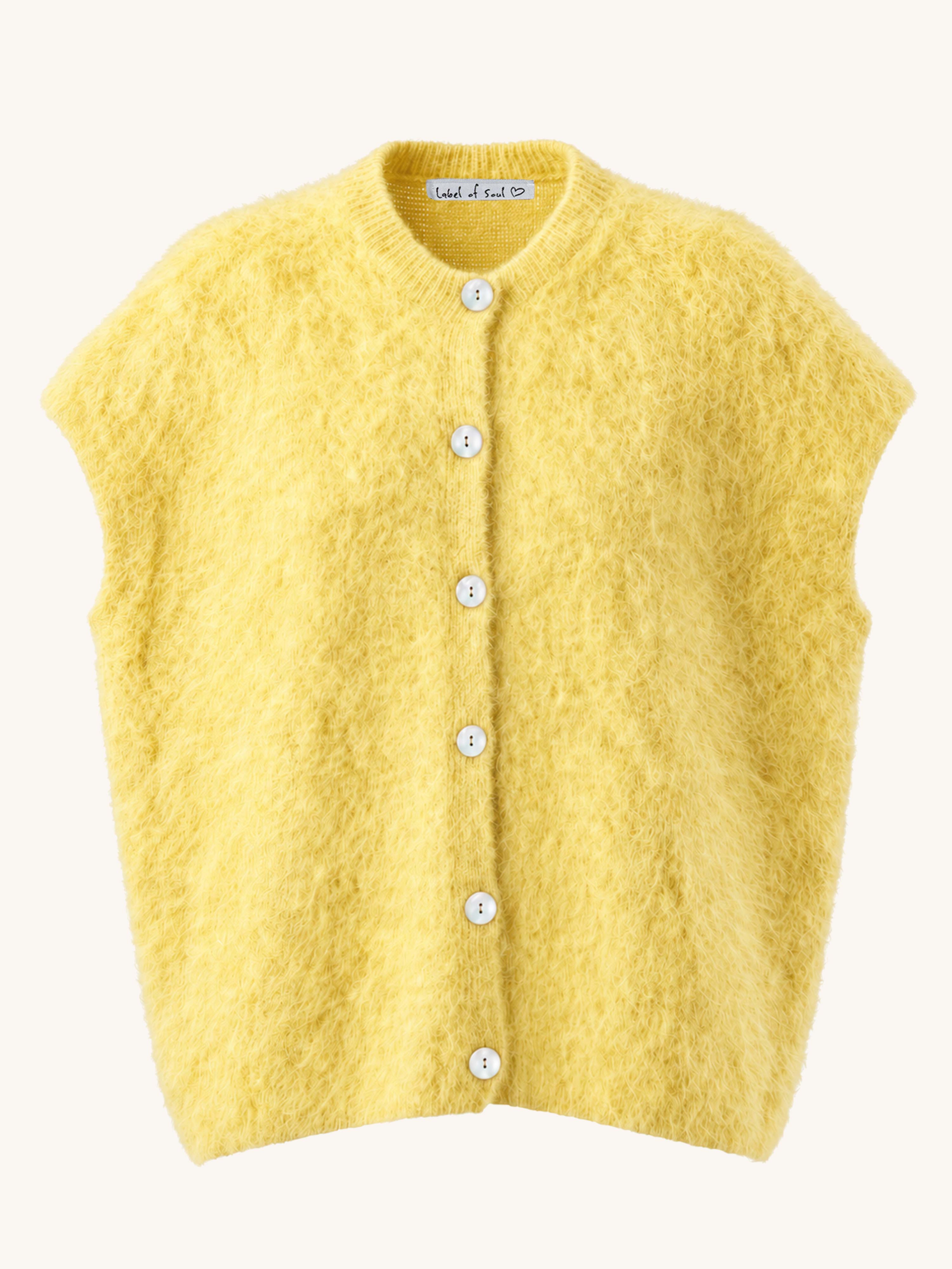 Oversize Strickweste - FLUFFY - Butter Yellow