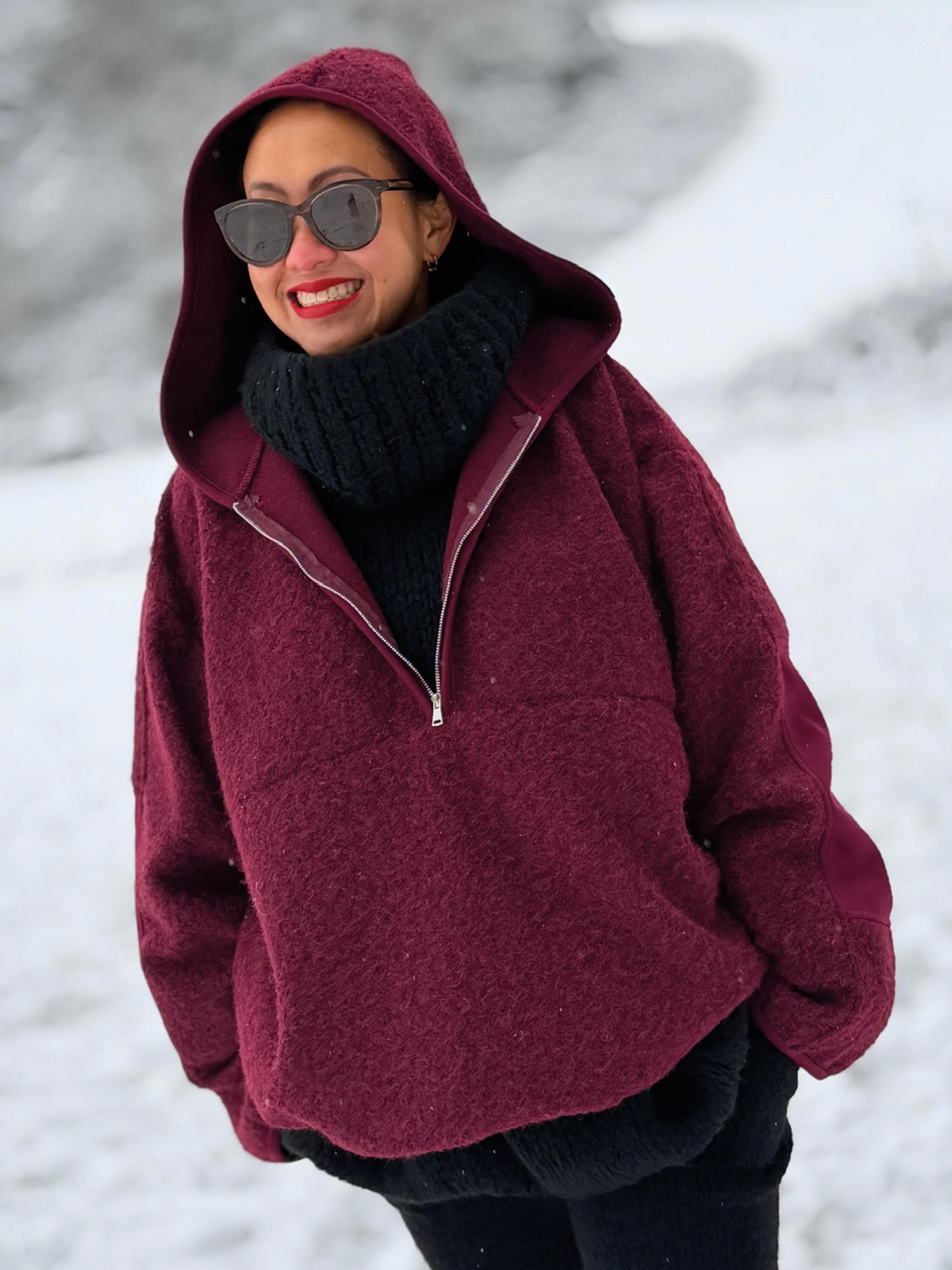 Unisex Oversize Hoodie Halfzip - HENRY - Burgundy