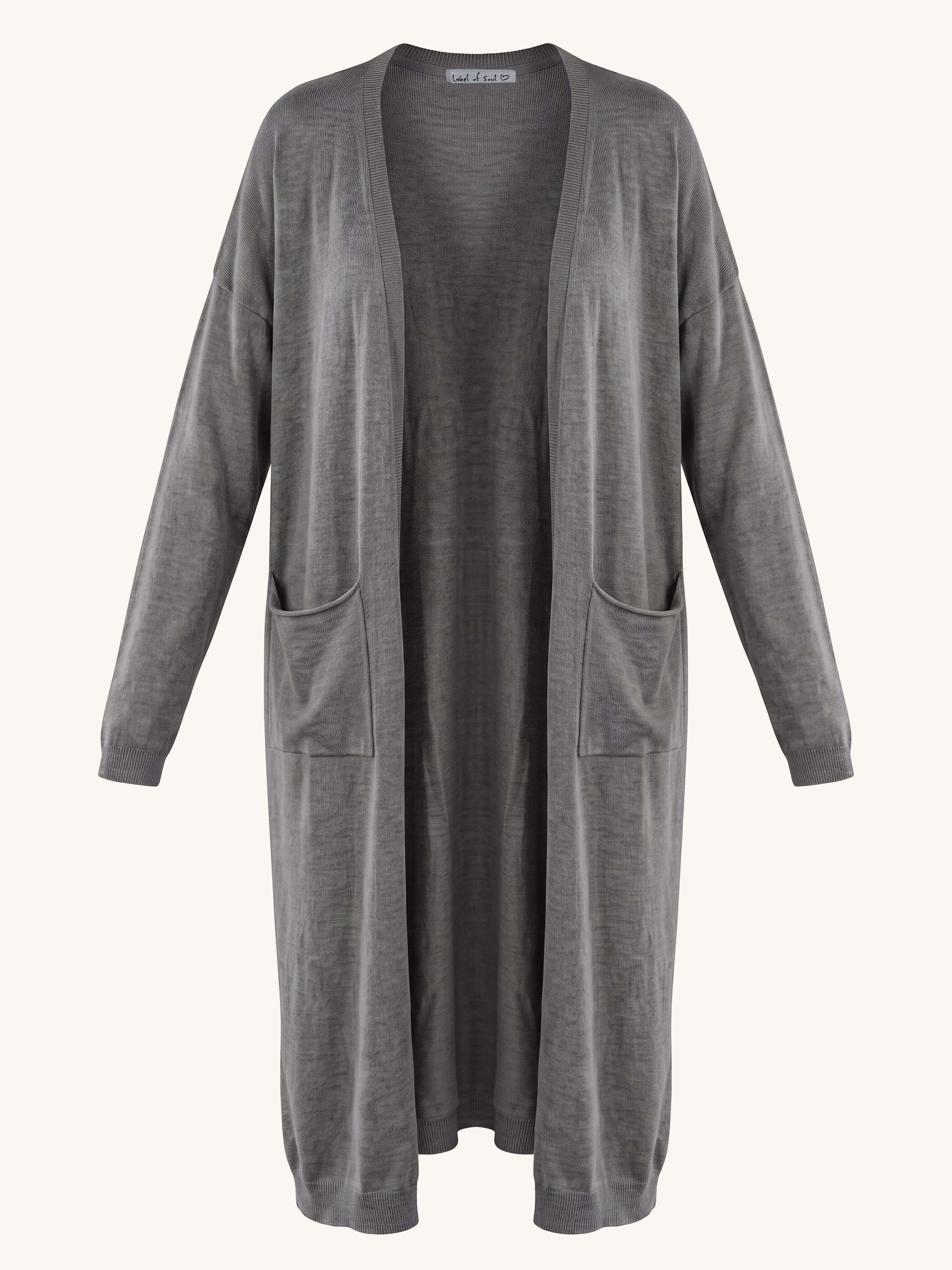 Leichte Oversize Viskose Strickjacke - LONG - Anthrazit