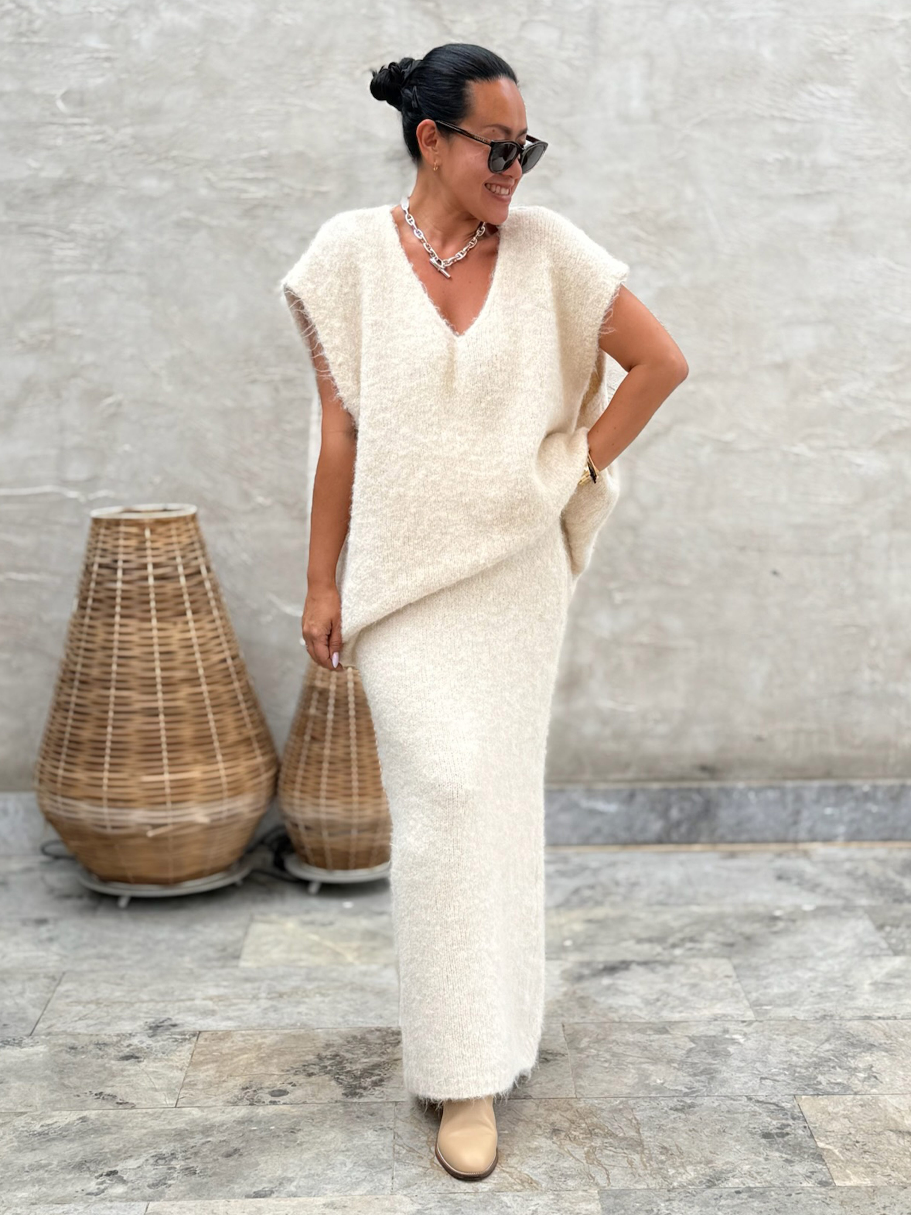 Oversize Pullunder mit Alpakawollanteil - Creme Oversize Pullunder mit Alpakawollanteil - Creme
