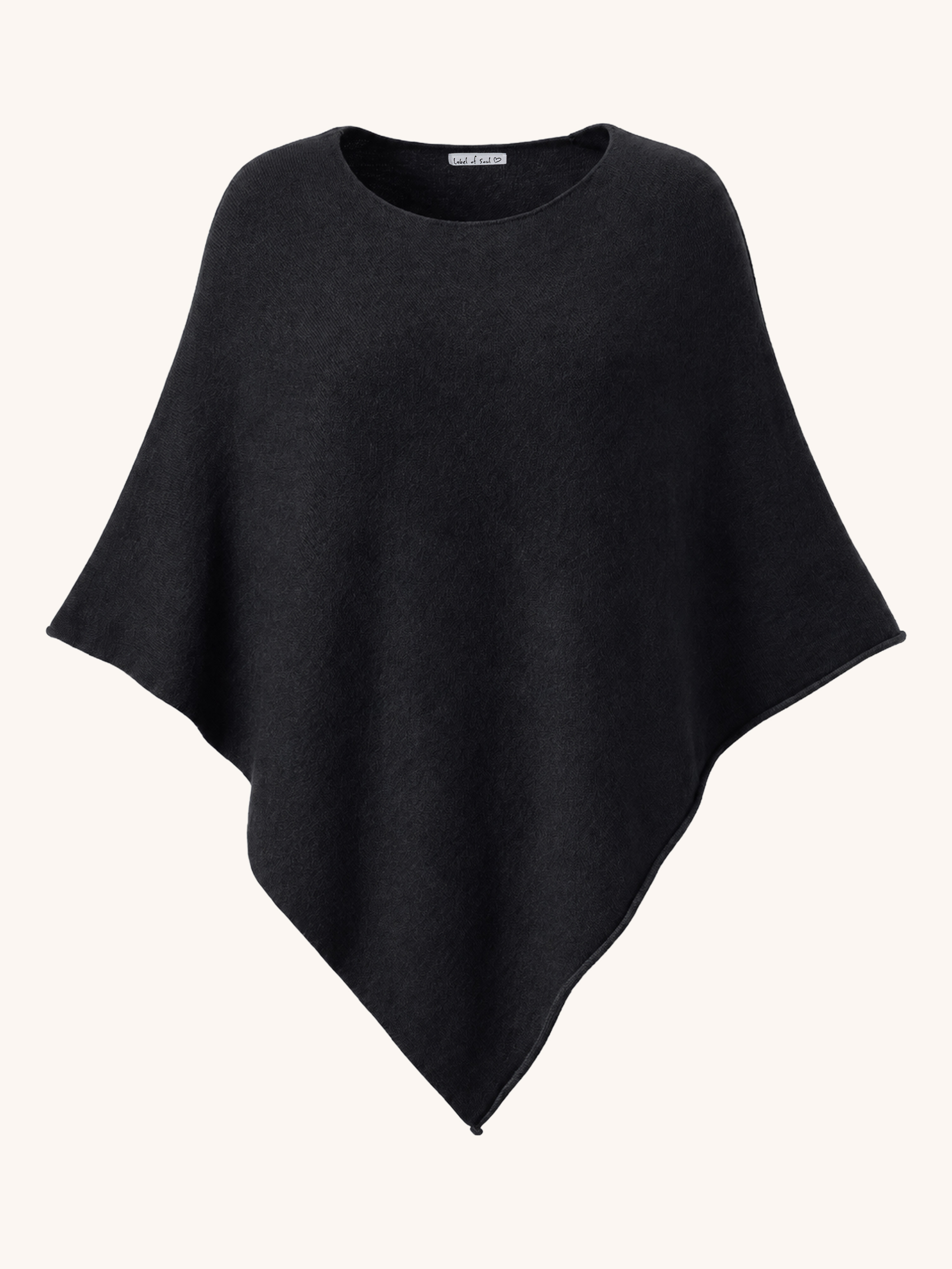 Oversize Viskose Strick Poncho Cape - Schwarz
