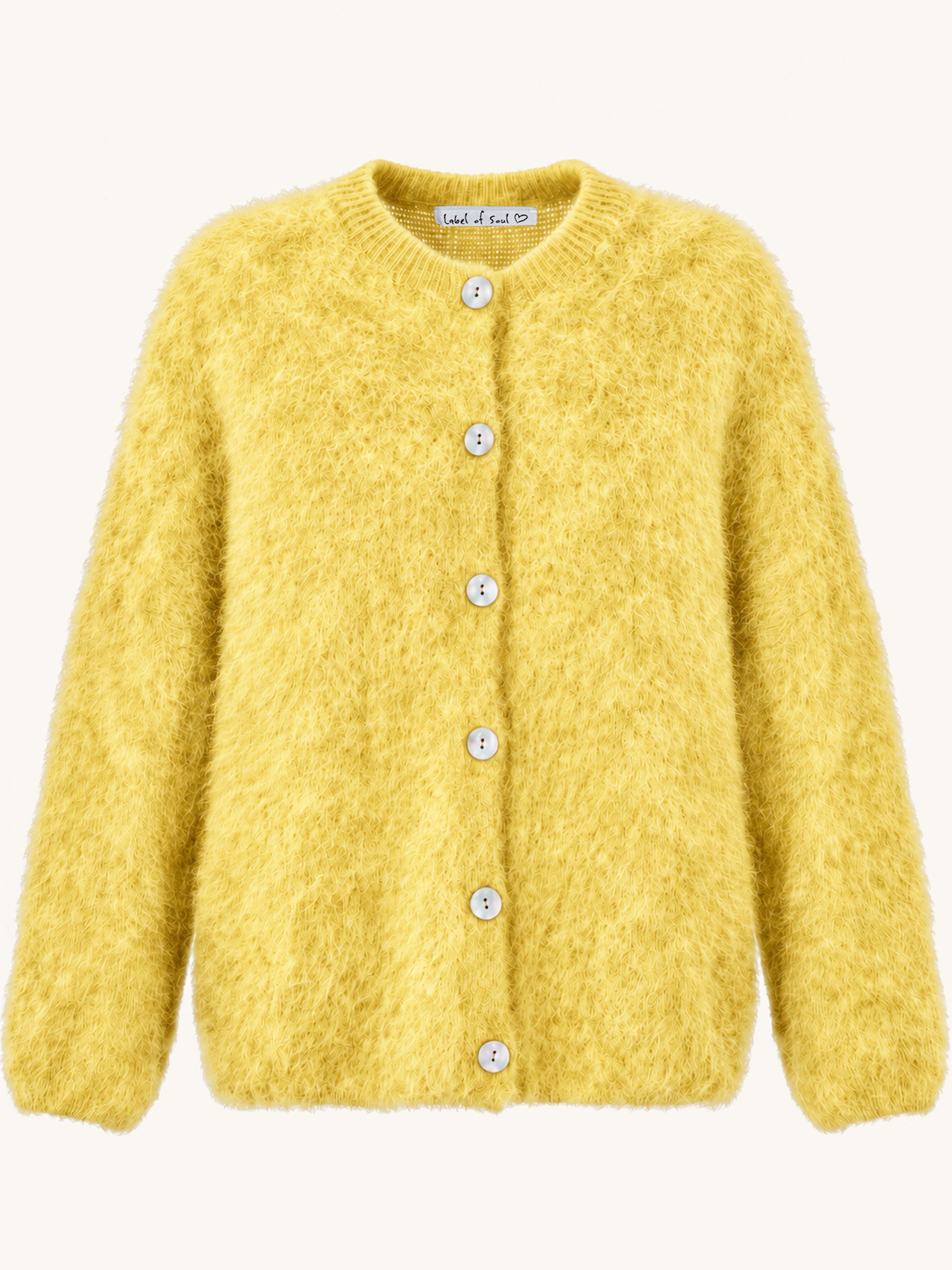 Oversize Strickjacke - FLUFFY - Butter Yellow