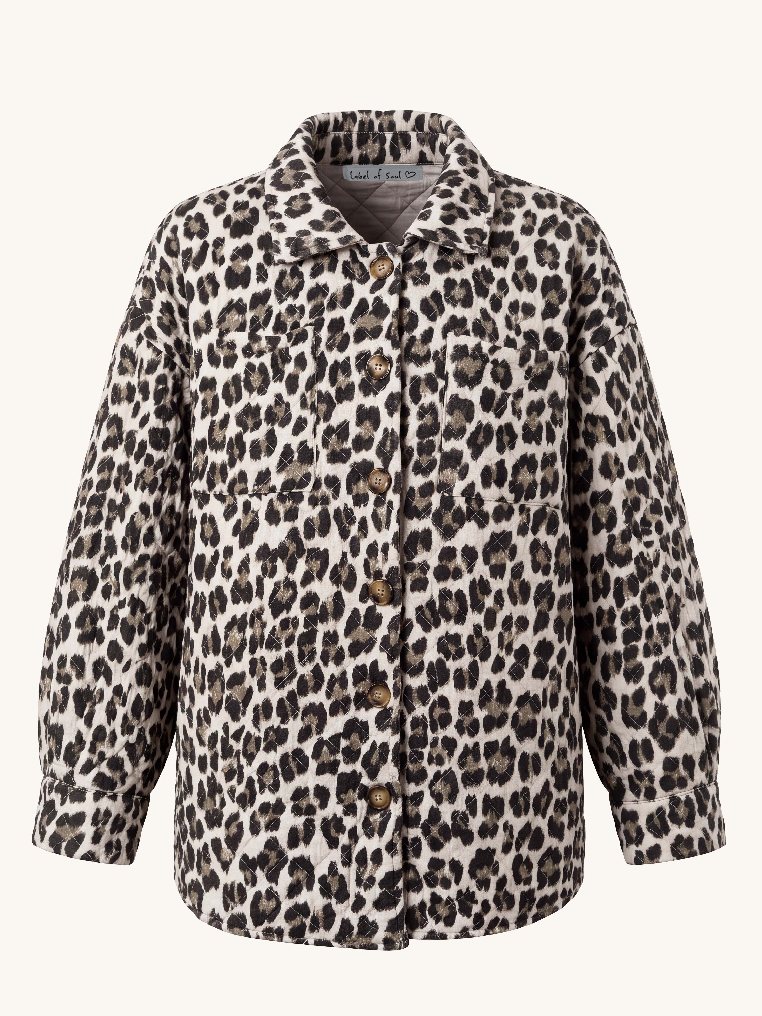 Gefütterte Oversize Musselin Overshirt Jacke - Leo Beige