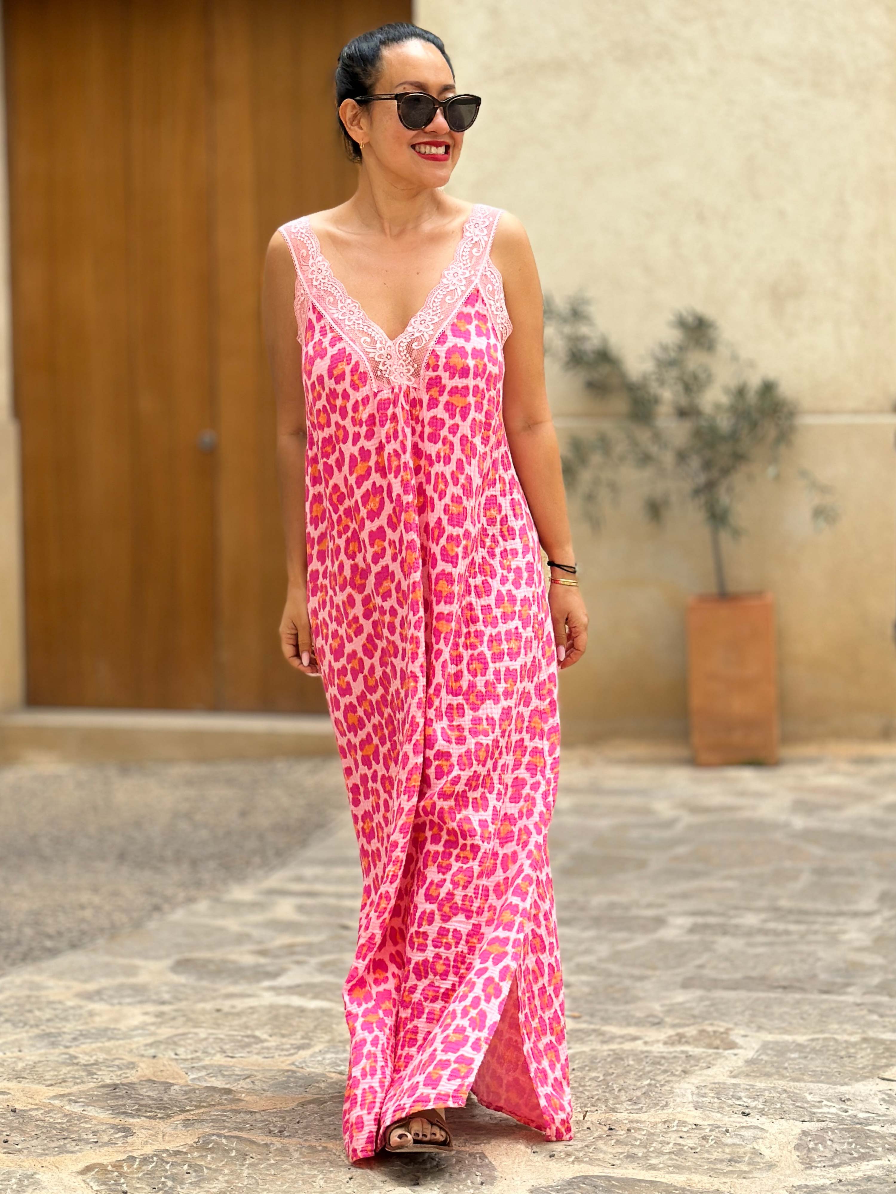 Musselin Negligé Spitzen Kleid - CURVY - Leo Juicy