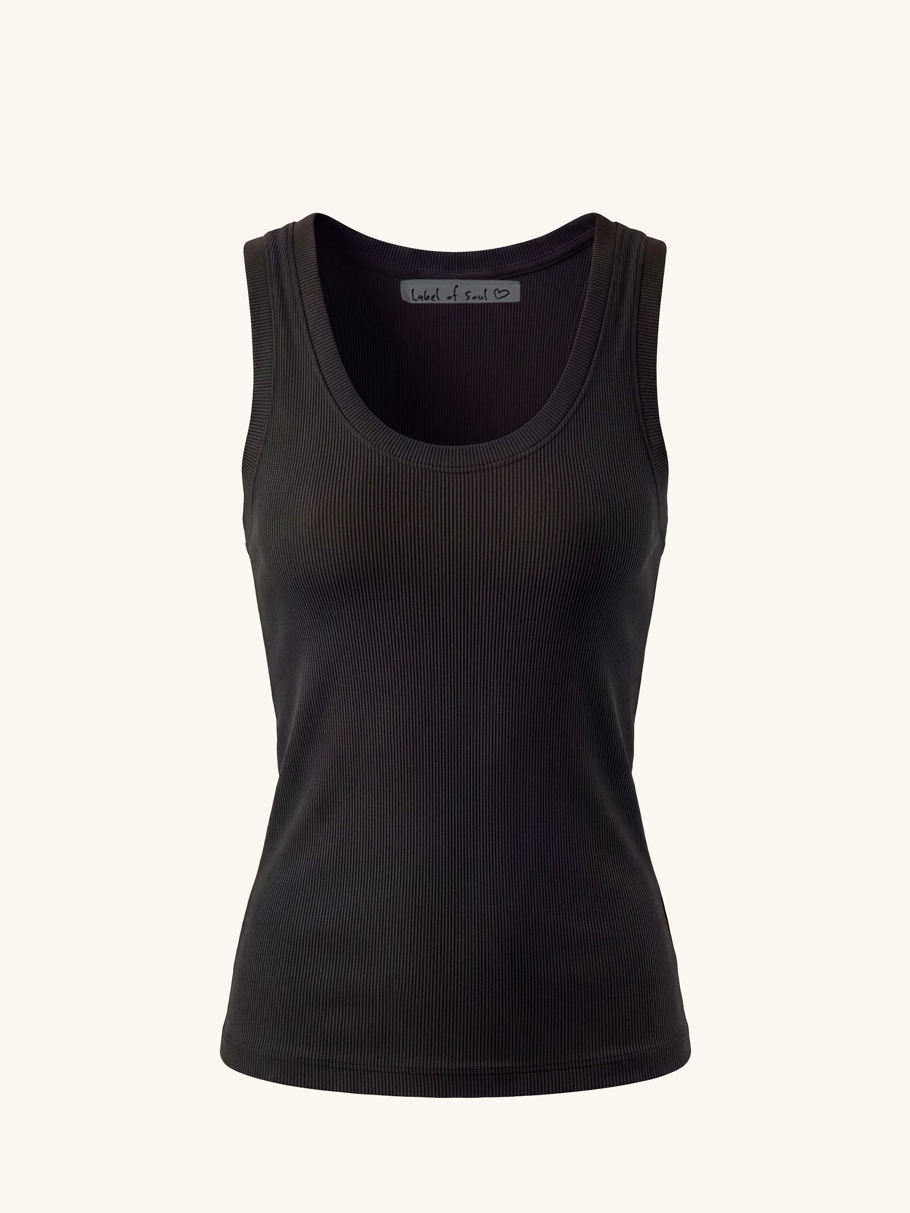 Basic Top mit weitem Ausschnitt - ONESIZE - Schwarz