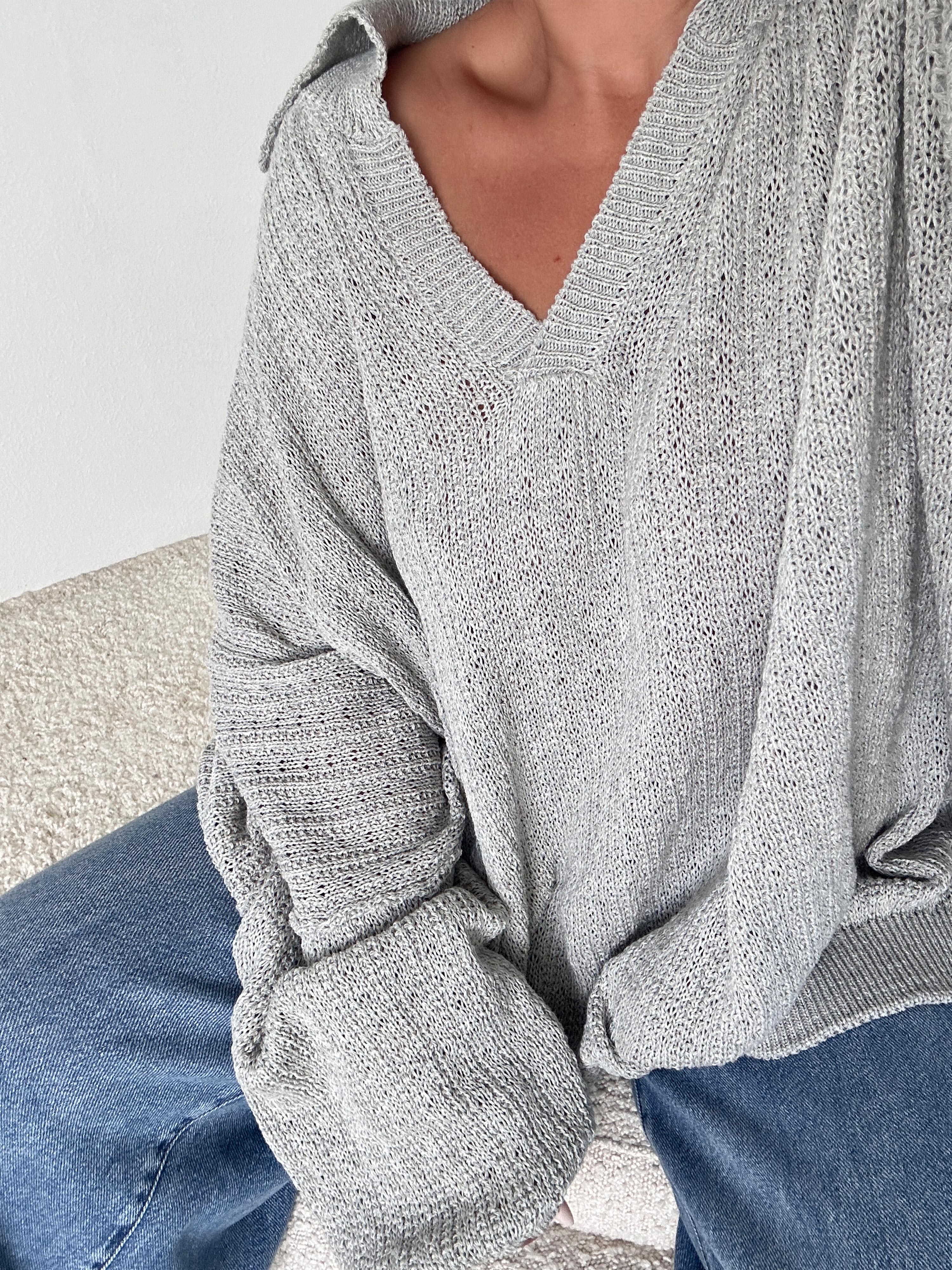 Oversize Häkelpullover MANACOR - Hellgrau Oversize Häkelpullover MANACOR - Hellgrau