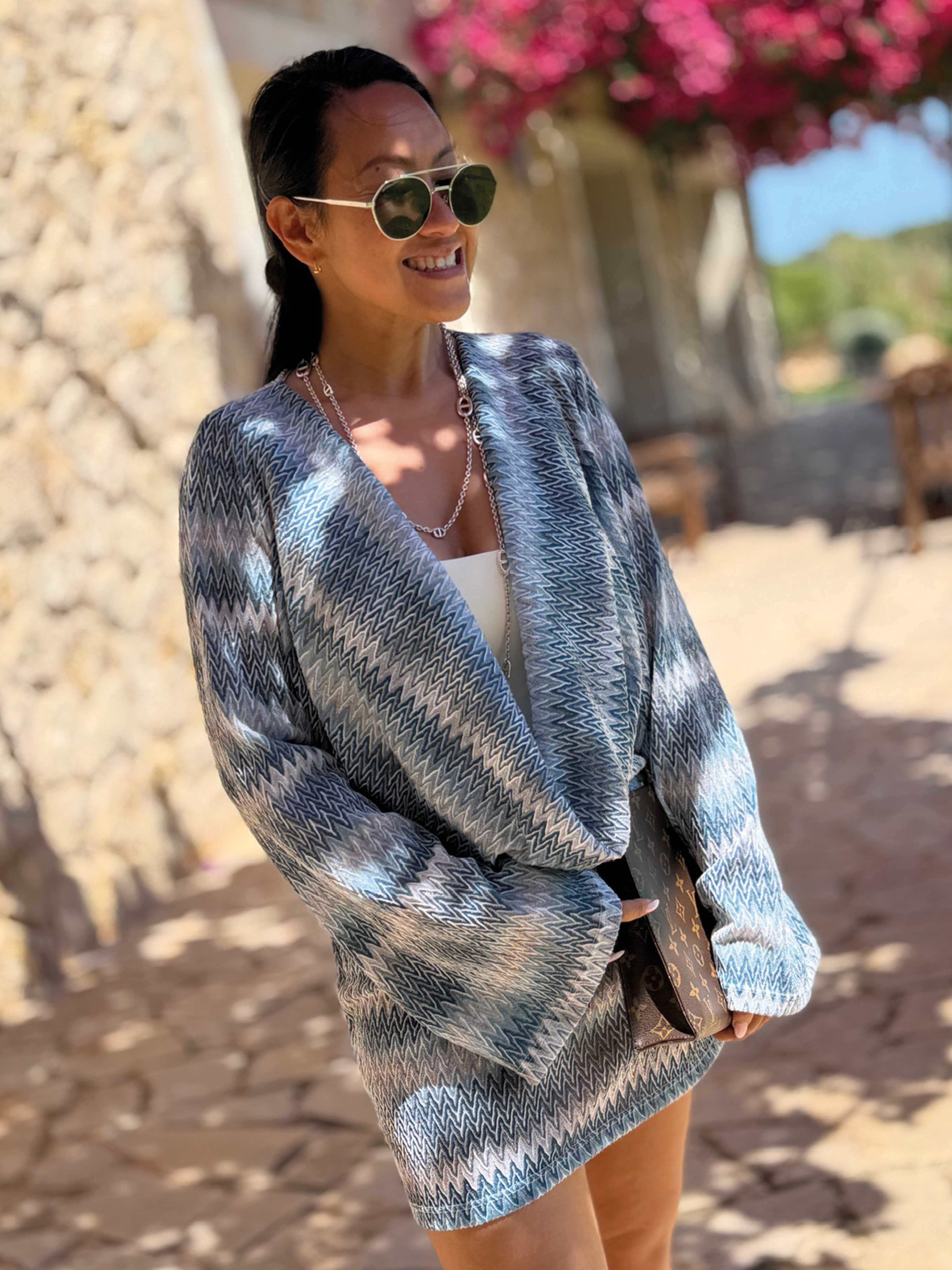 Bluse mit Wasserfallausschnitt - IBIZA BREEZE - Ocean Pearl