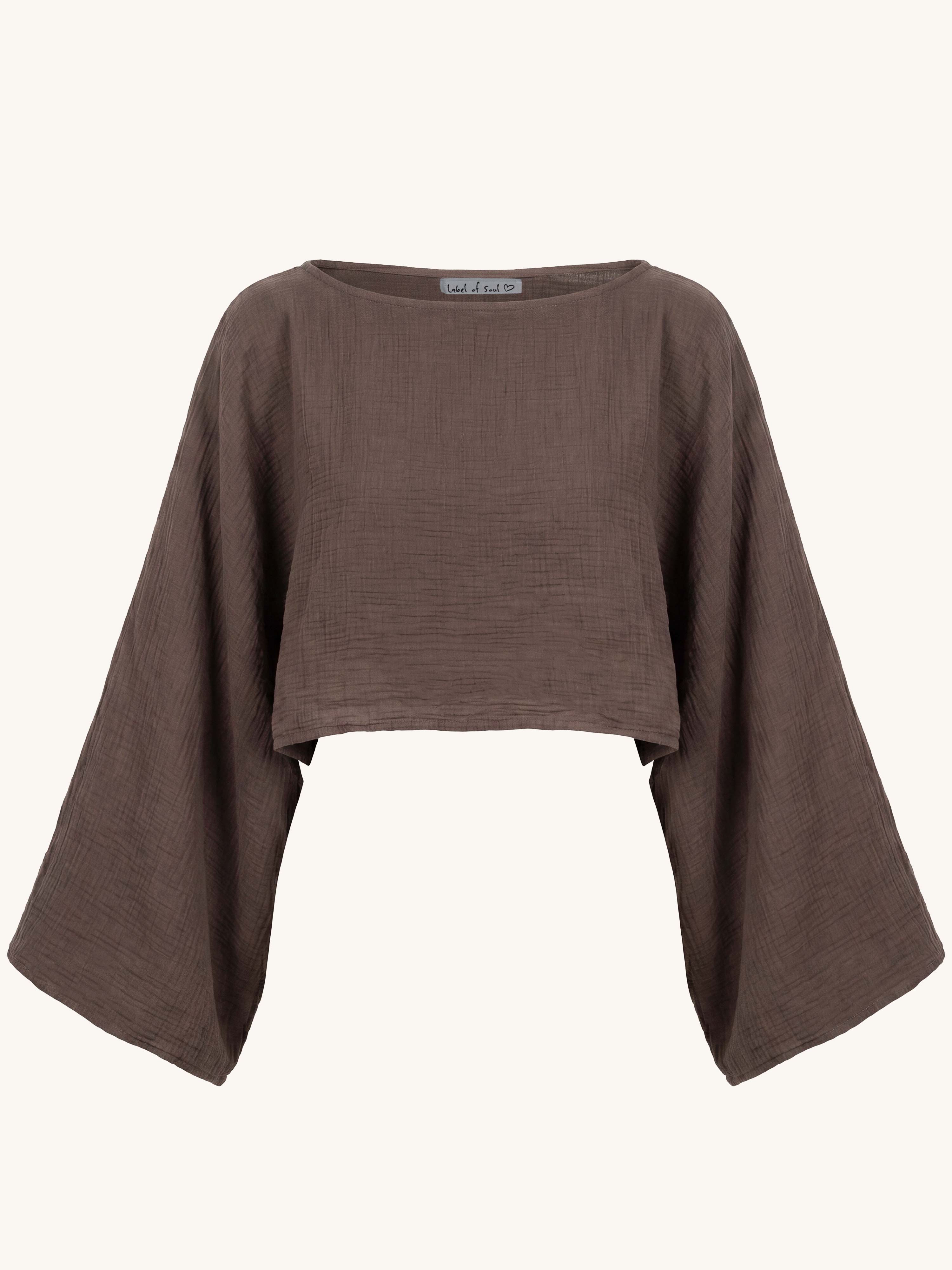 Musselin Cropped Bluse - ARTA - REGULAR - Schoko