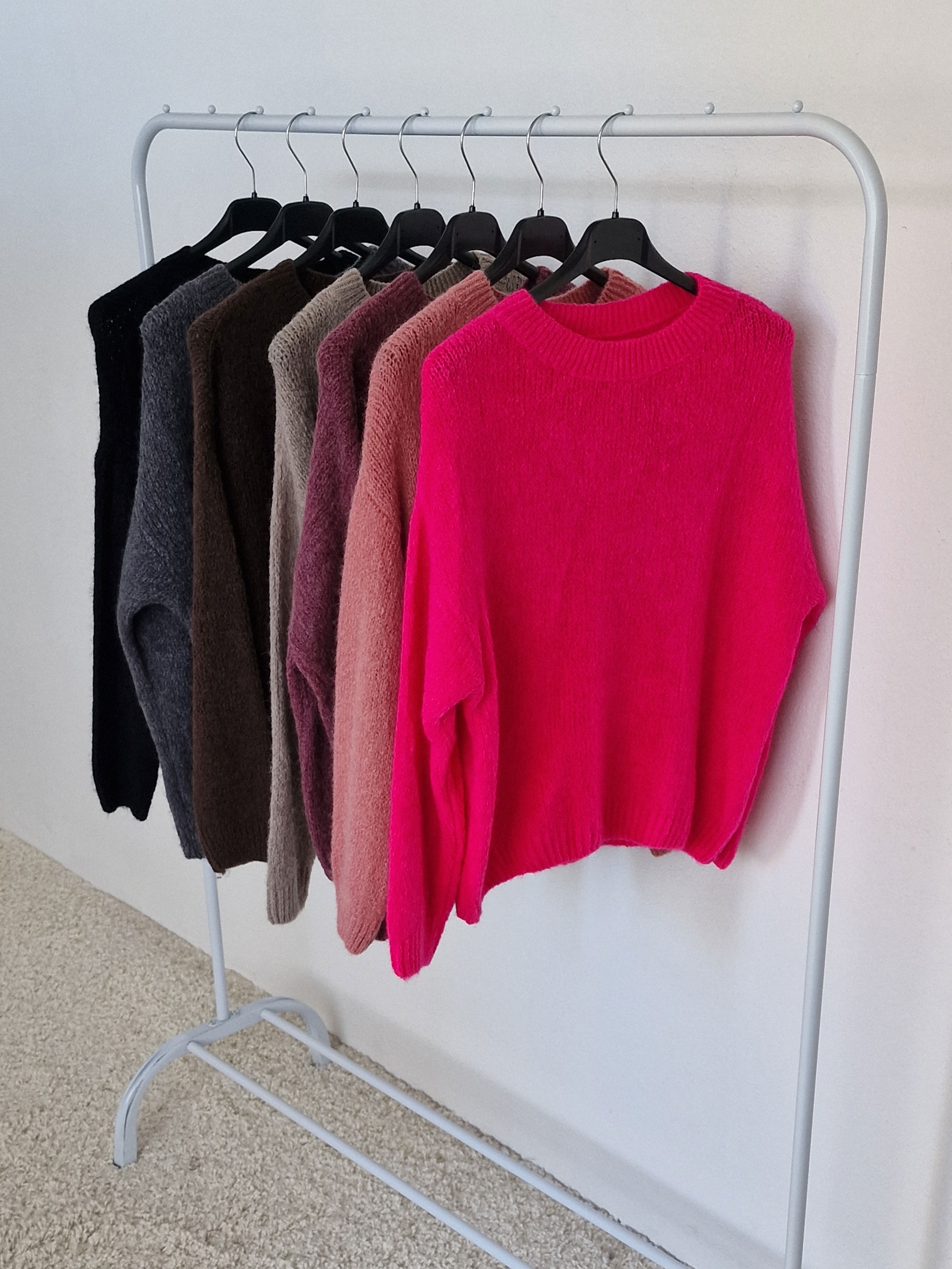 Pullover mit Baby-Alpakawollanteil - Neon Pink Pullover mit Baby-Alpakawollanteil - Neon Pink
