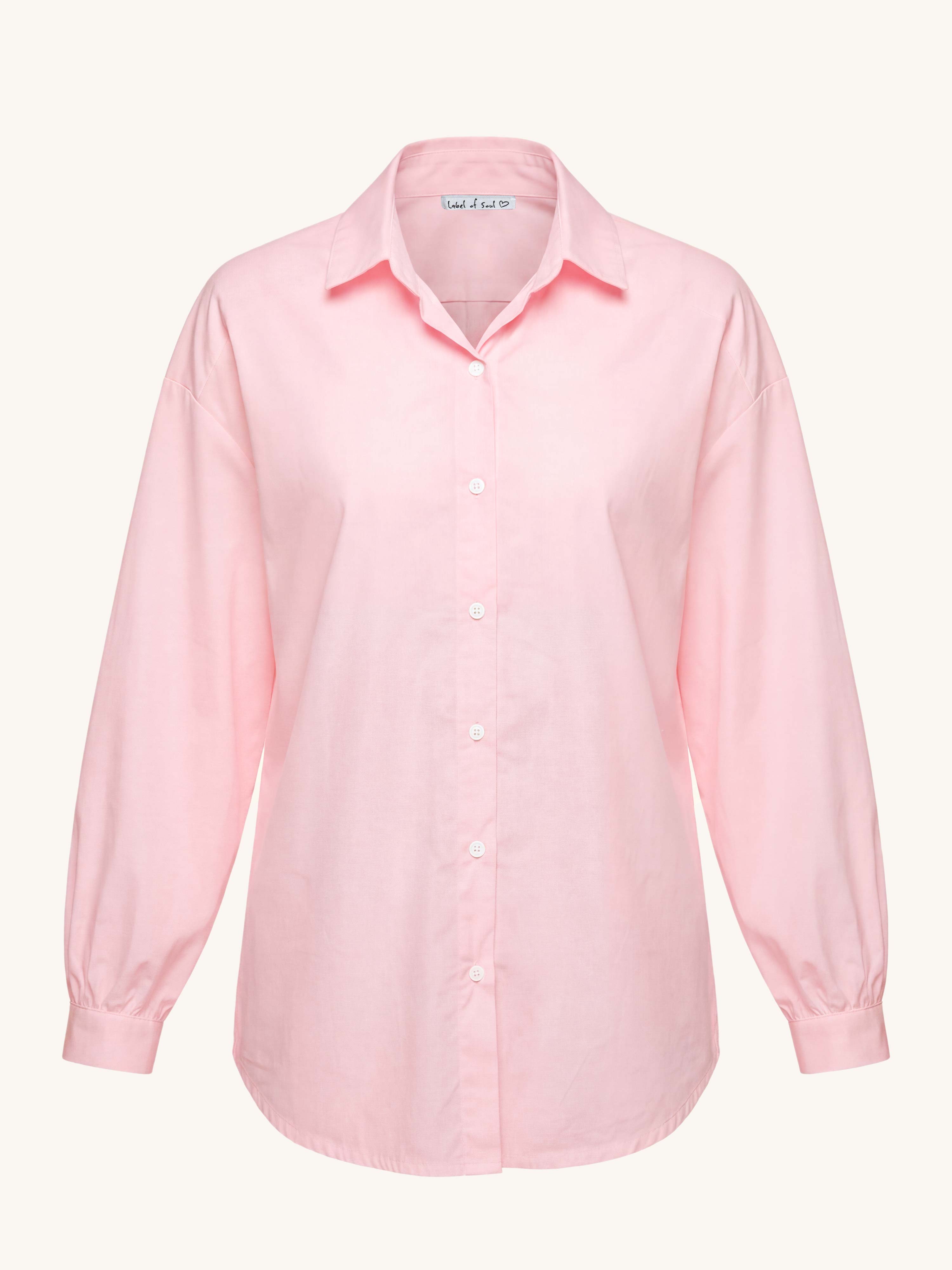 Cotton Oversize Hemdbluse - Rosa