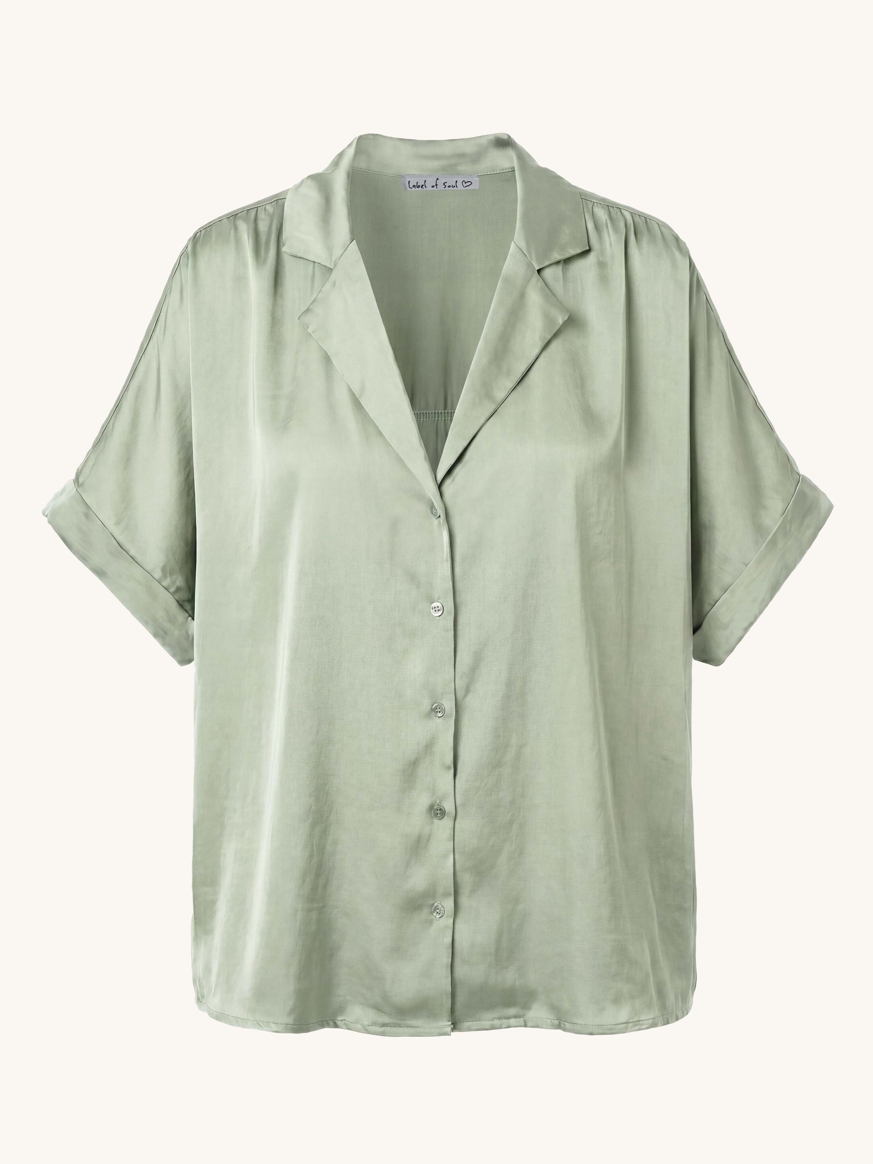 Viskose Oversize Hemdbluse - ELEGANCE - Matcha