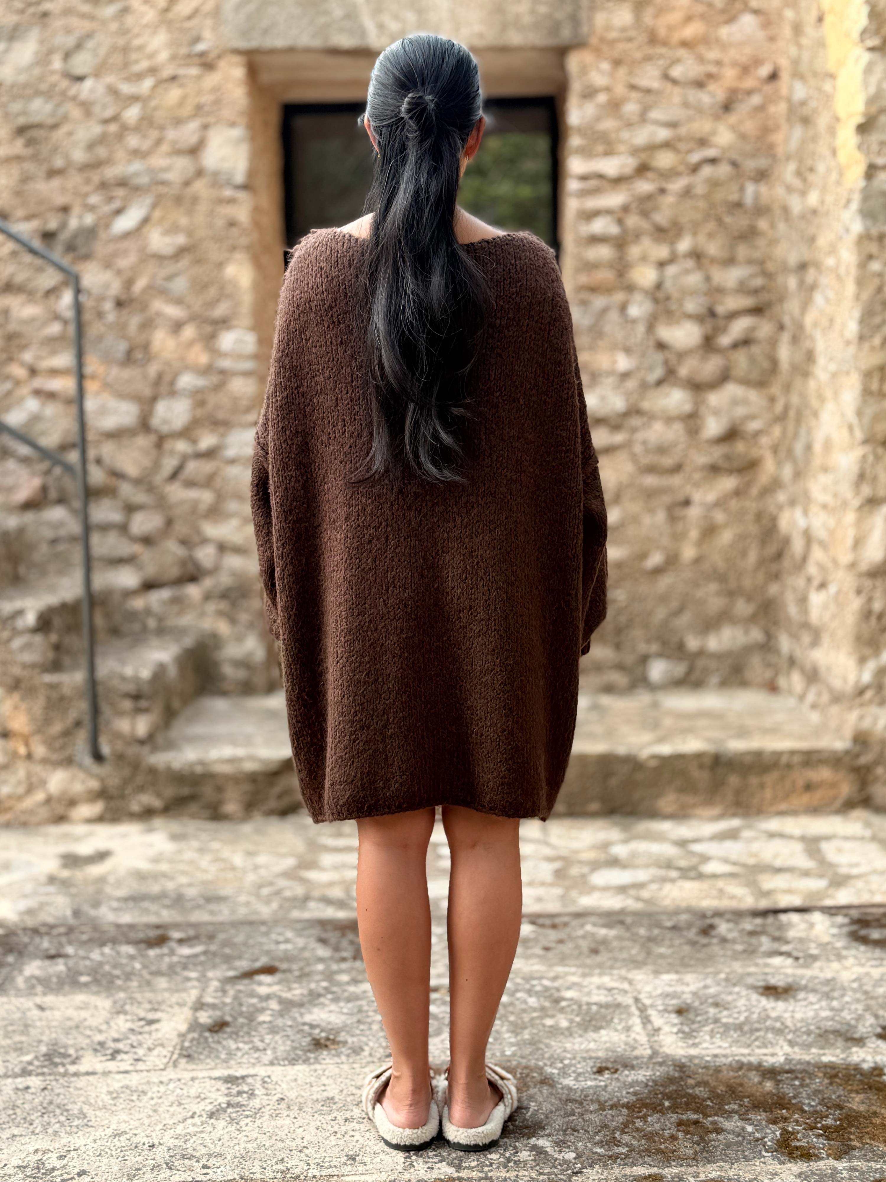 Oversize Long Strickpullover - FLAUSCHI - Schoko Oversize Long Strickpullover - FLAUSCHI - Schoko