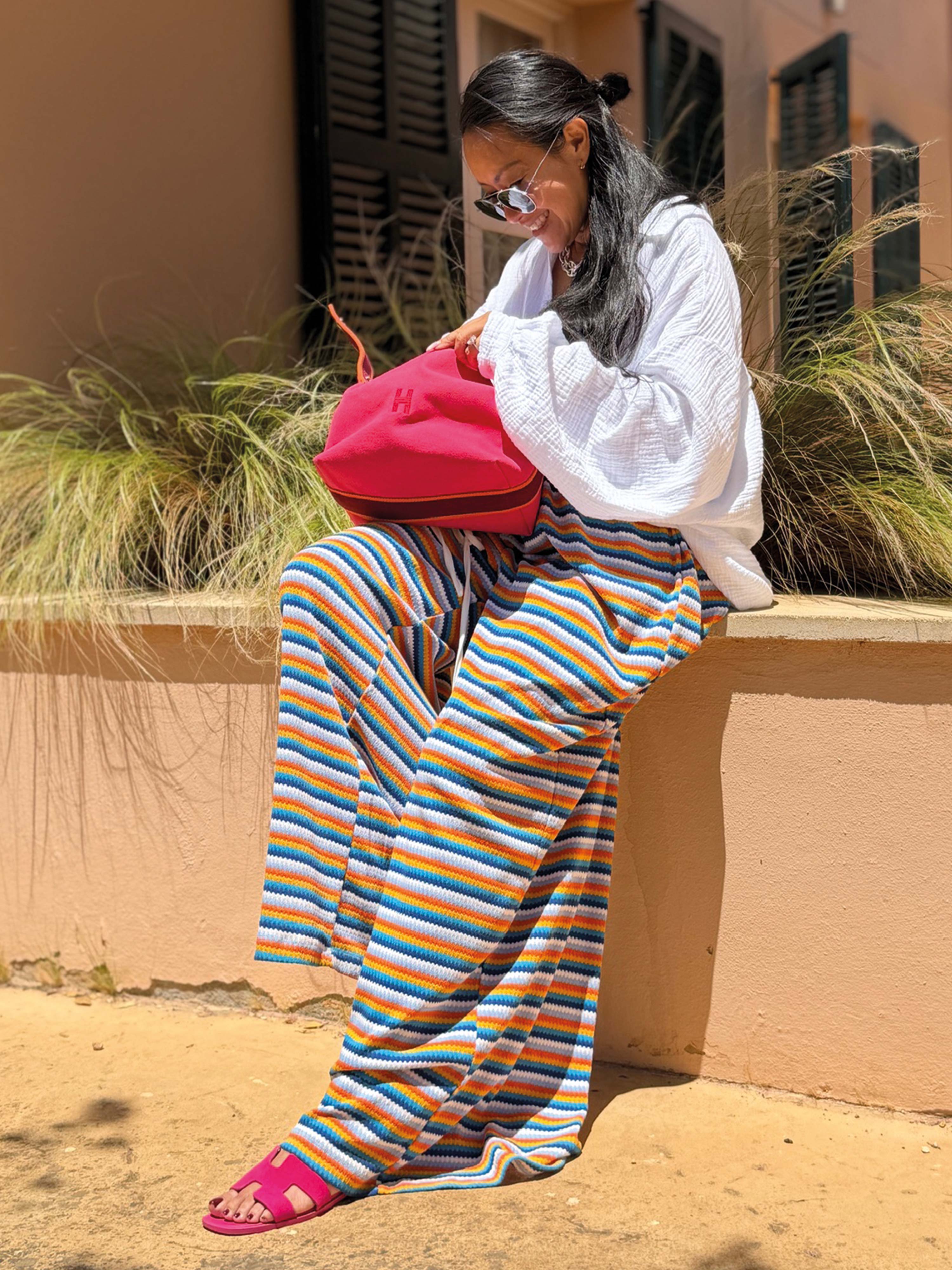 Palazzo Oversize Häckel Hose - IBIZA BREEZE - Stripes Blau/Gelb