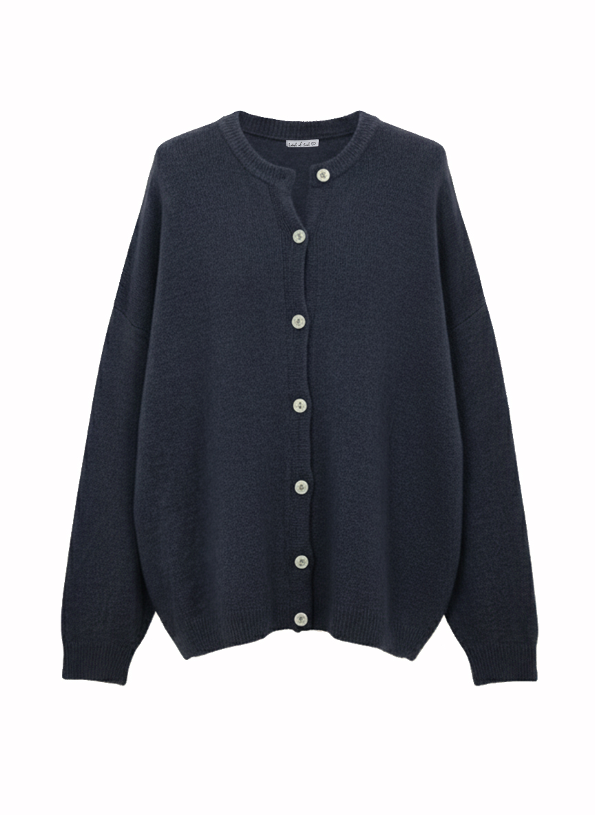 Strickjacke mit Alpakawollanteil - Navy