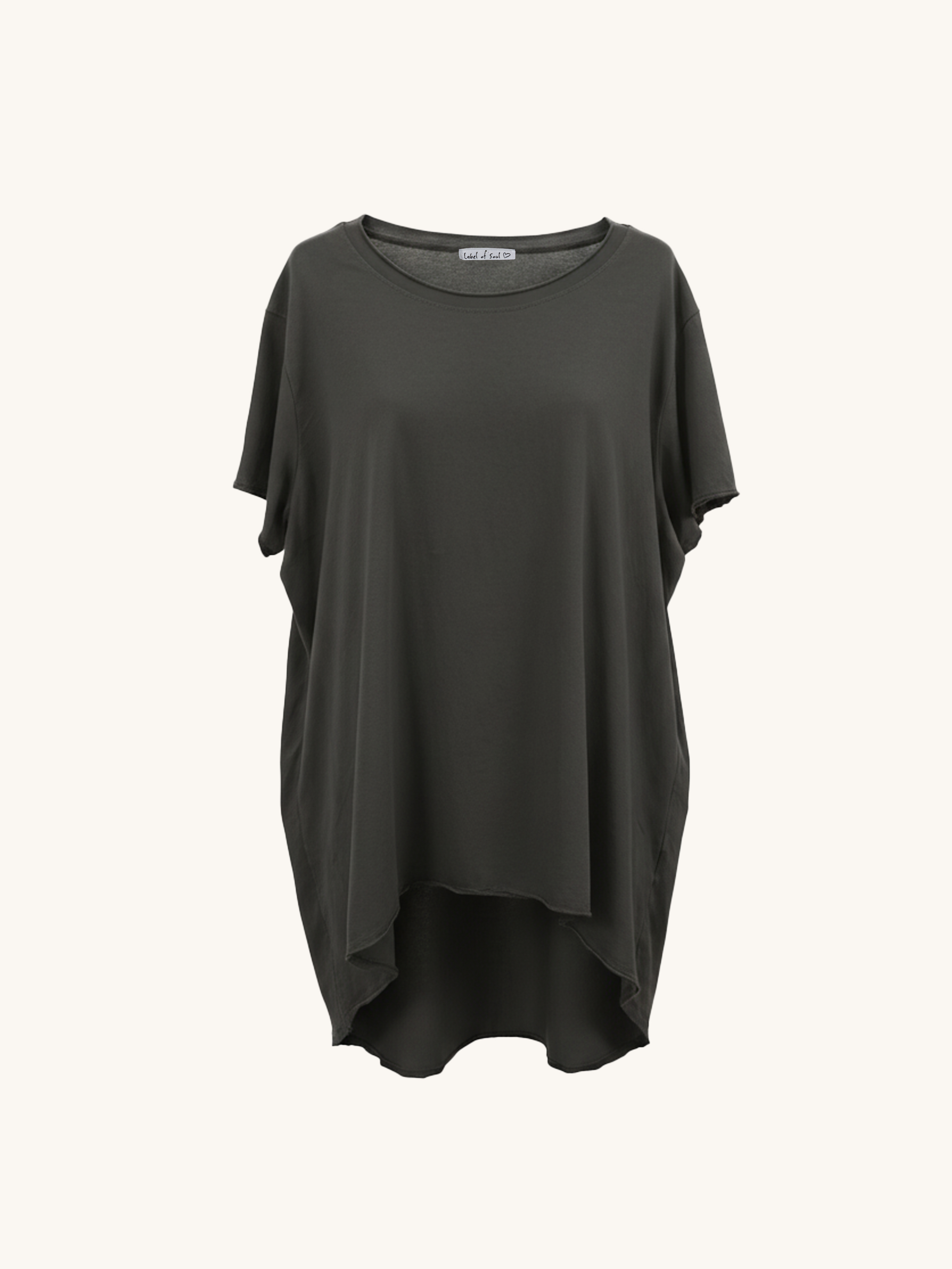 Basic Vokuhila Kurzarmshirt - Anthrazit