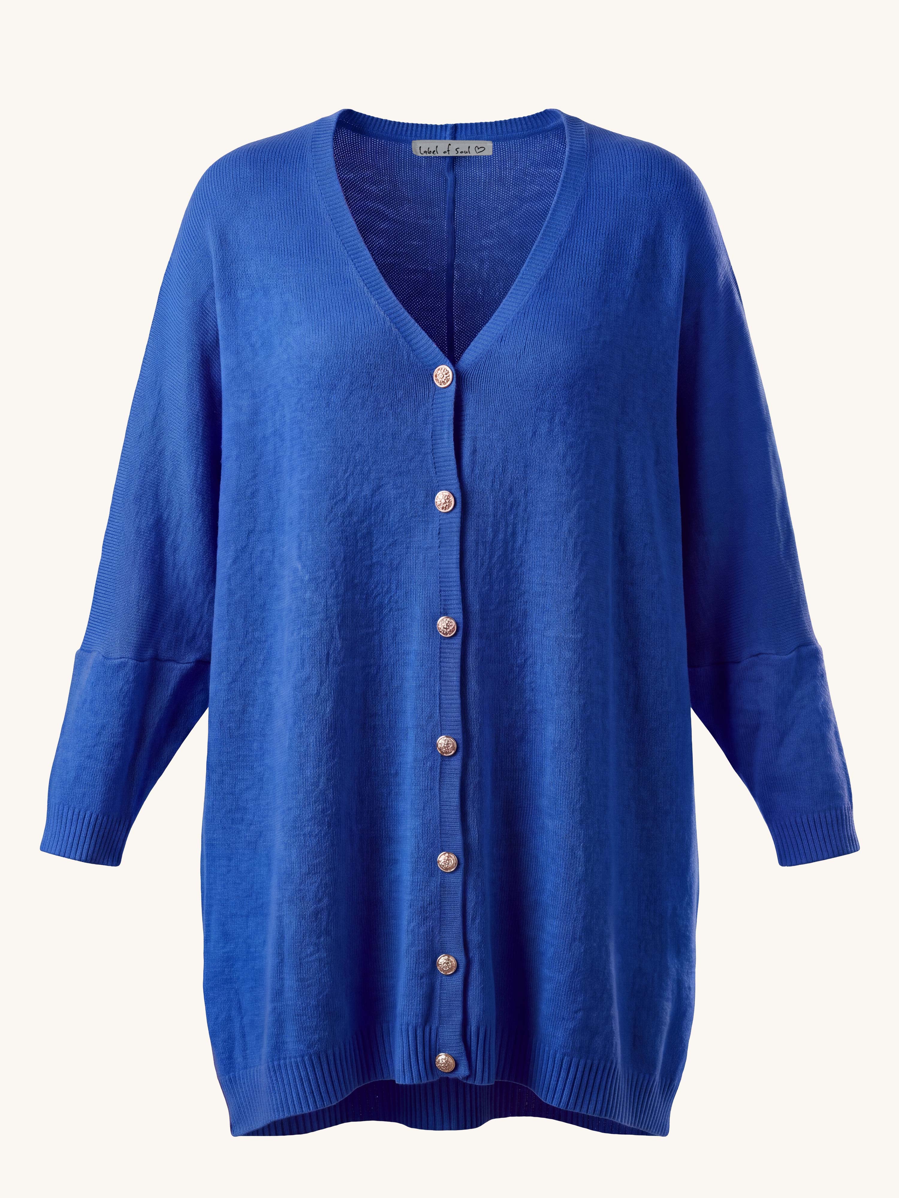 Oversize Viskose Cardigan CURVY - Royalblau