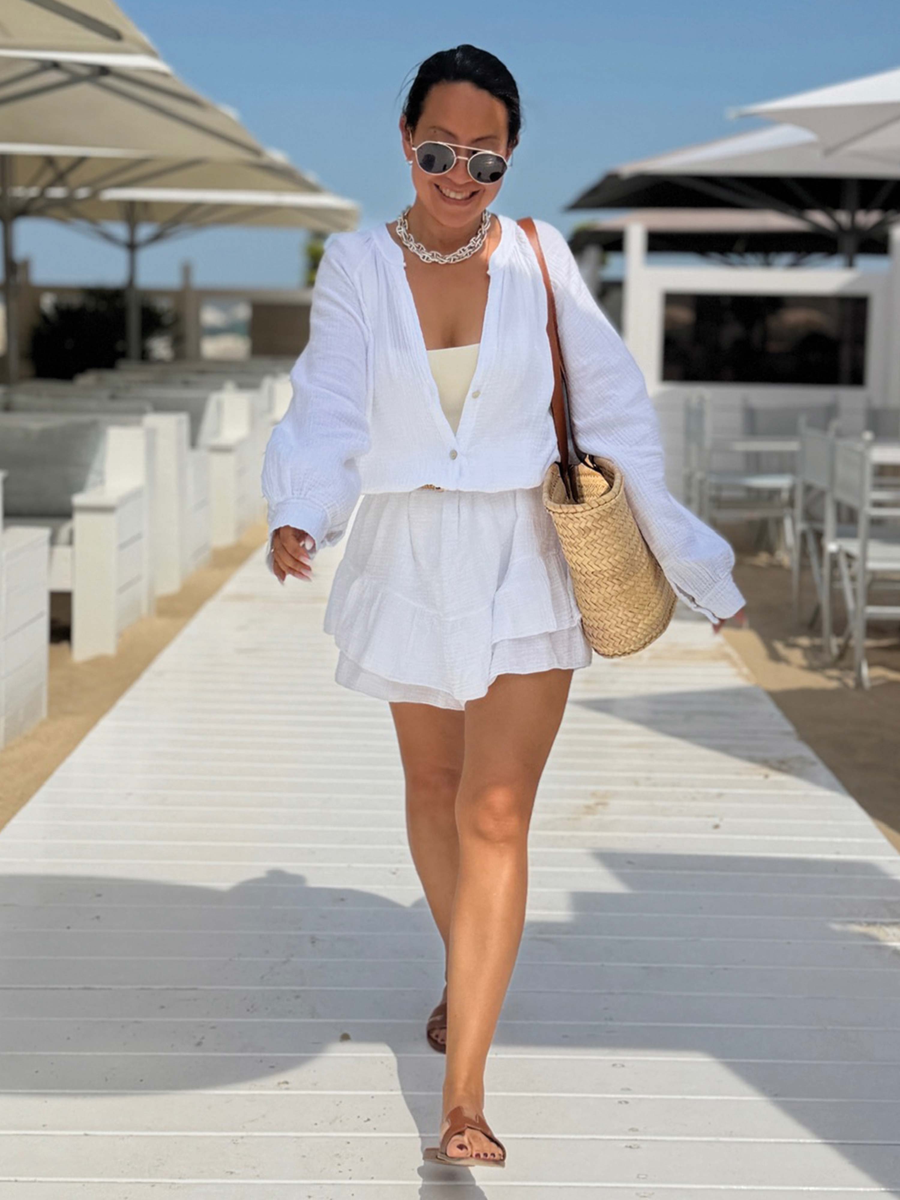 Musselin Overall Jumpsuit SAMOS - Weiss