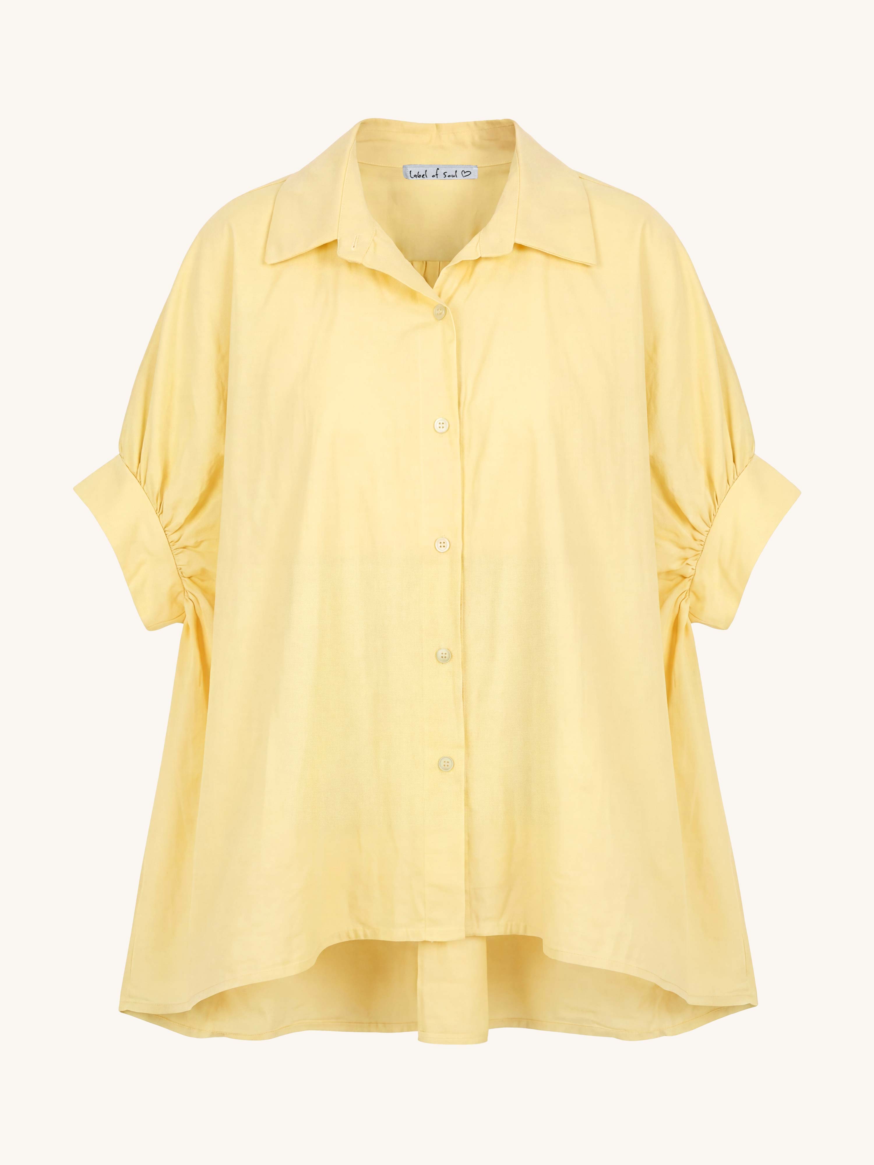 Cotton Vokuhila Oversize Kurzarm Bluse - Butter Yellow