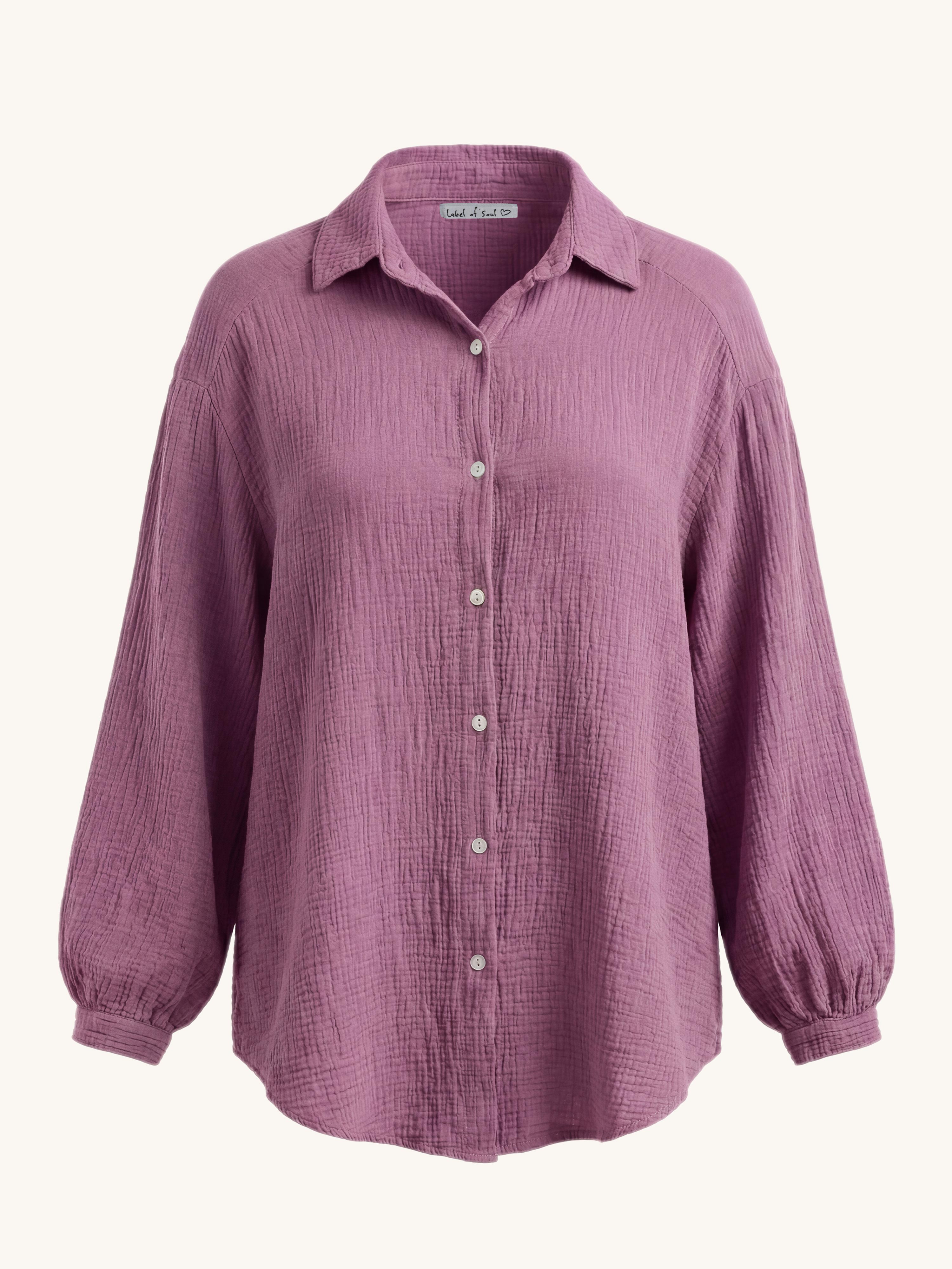 Musselin Midi Oversize Bluse - Lavendel