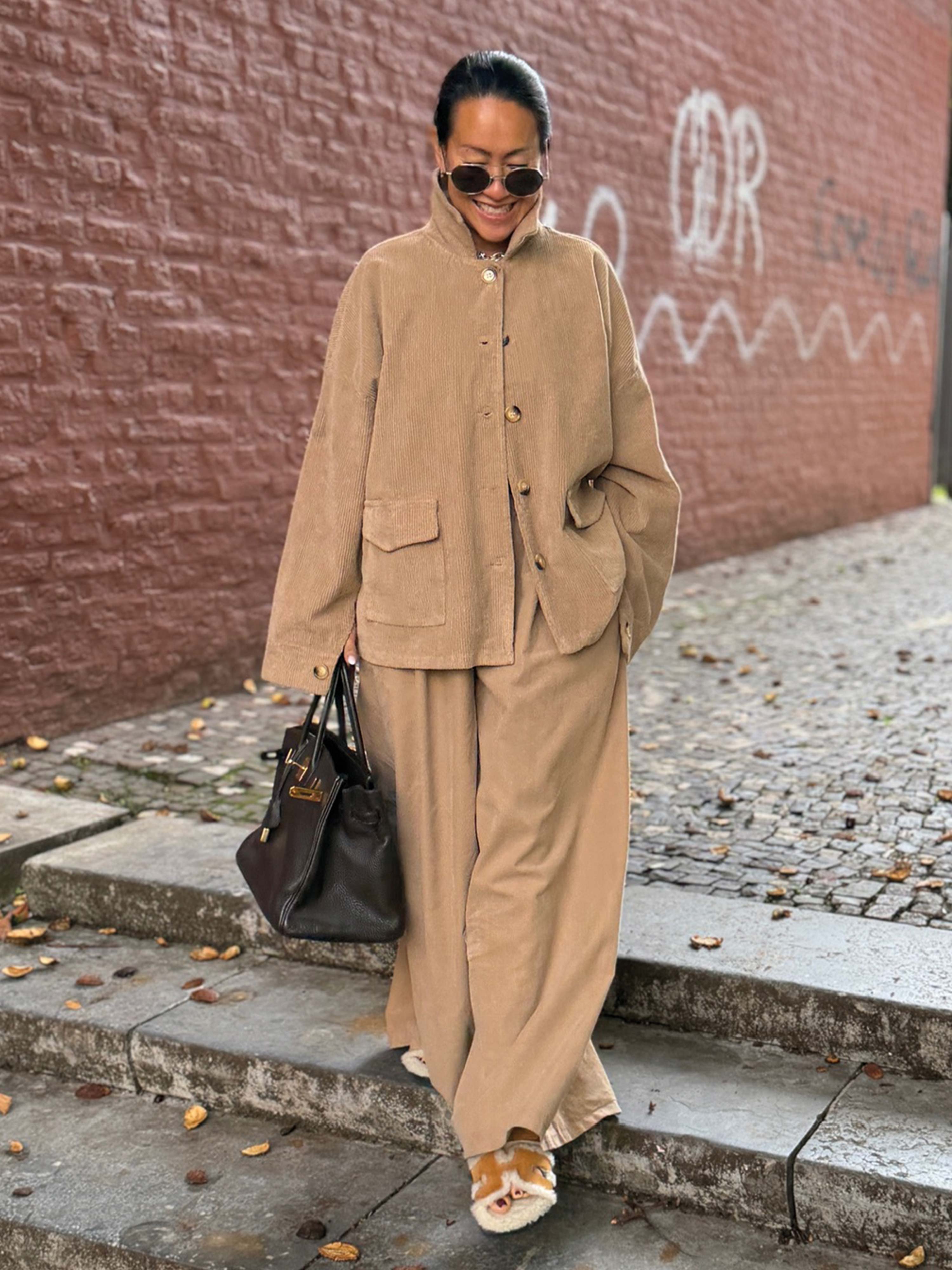 Feincord Palazzo Hose - REGULAR - Camel