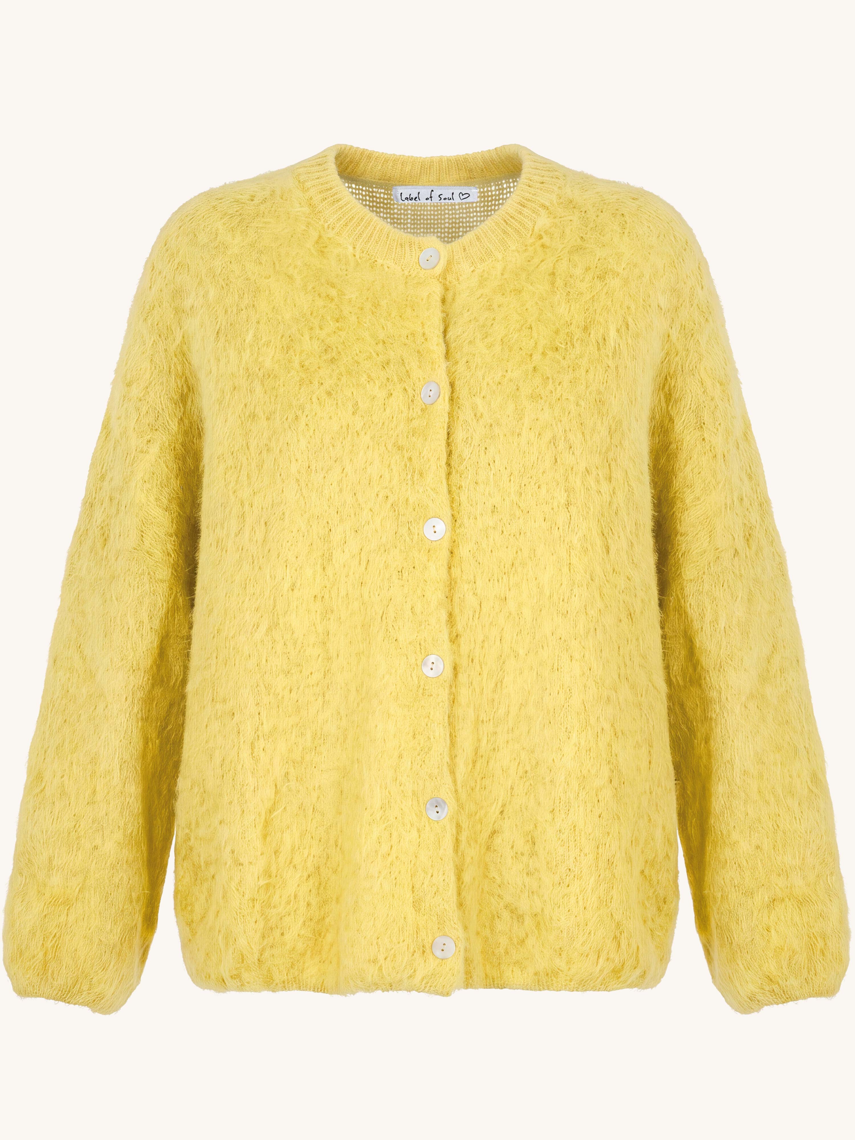Oversize Strickjacke - FLUFFY - Butter Yellow