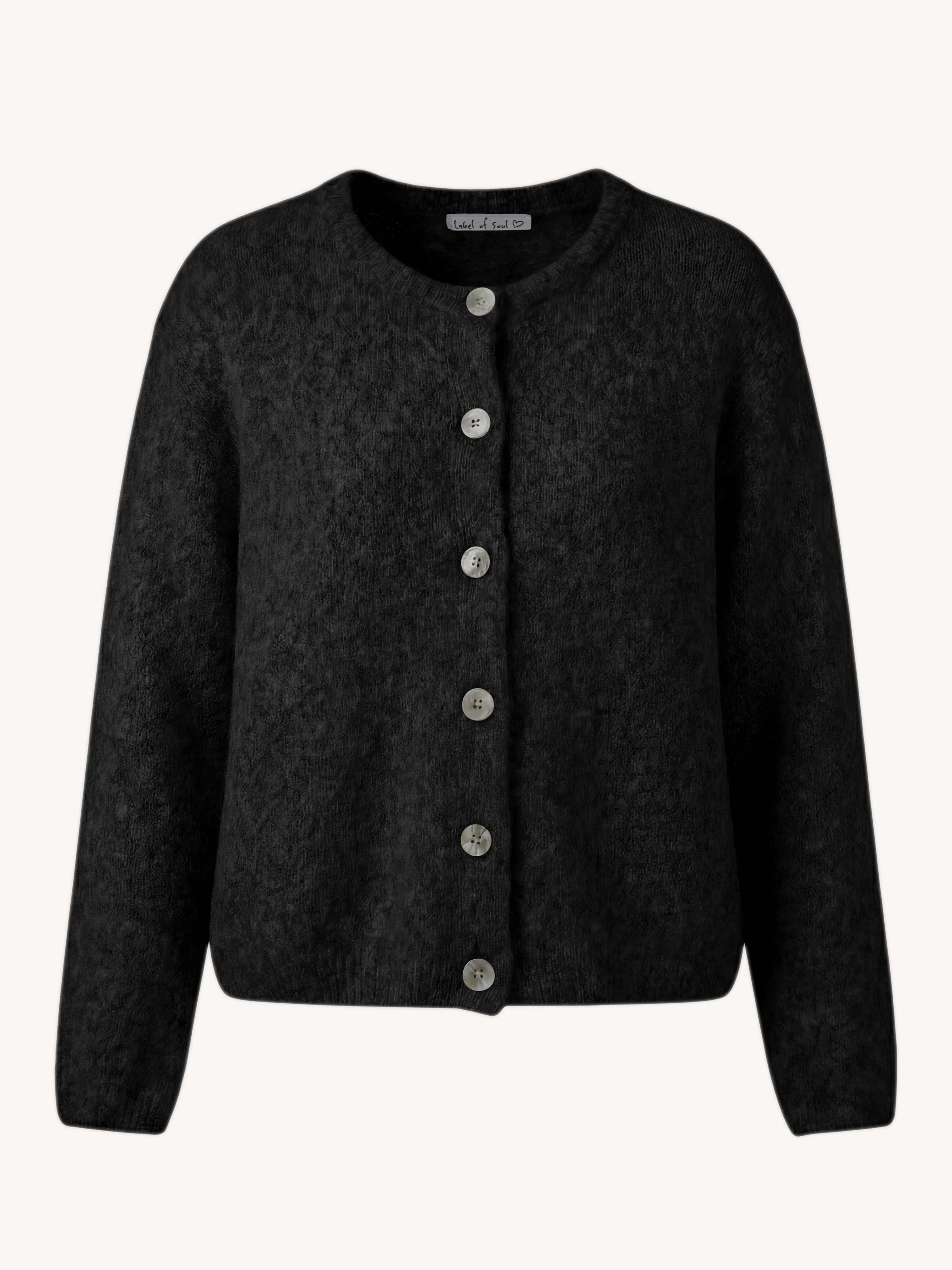 PRE-ORDER: Soft Strickjacke mit Alpakawollanteil - Schwarz