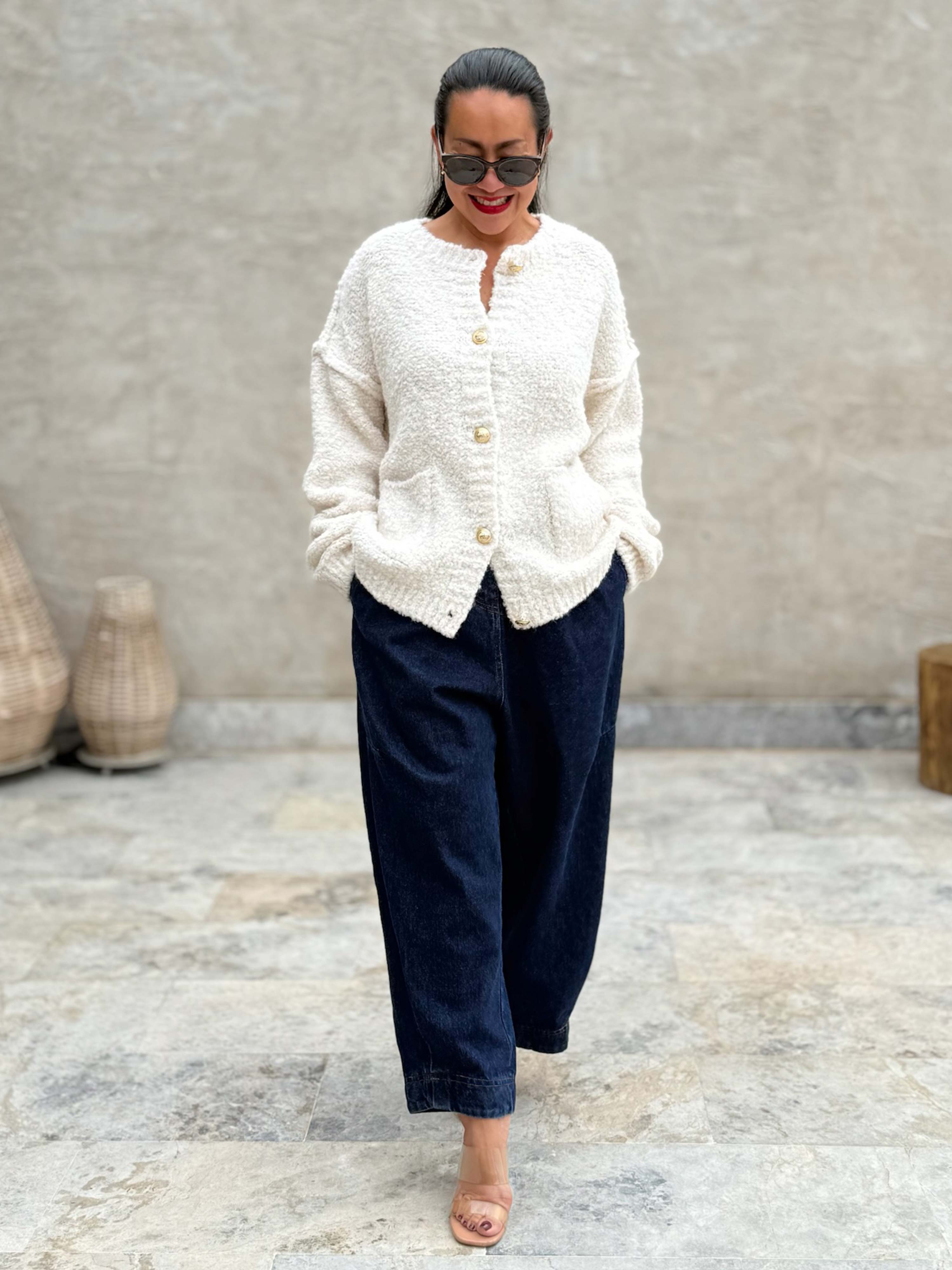 PREMIUM Bouclé Cardigan - Creme