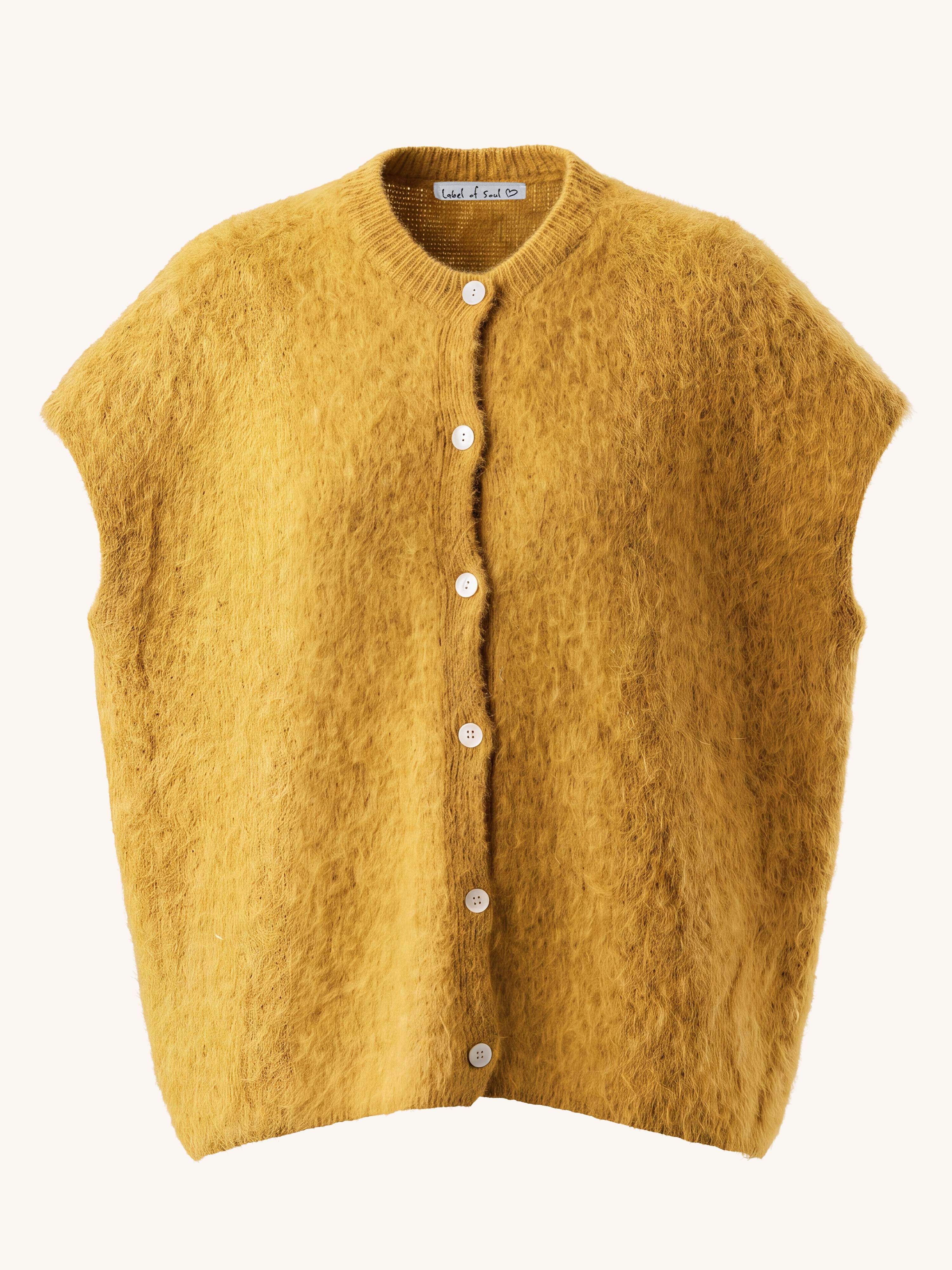 Oversize Strickjacke - FLUFFY - Senf