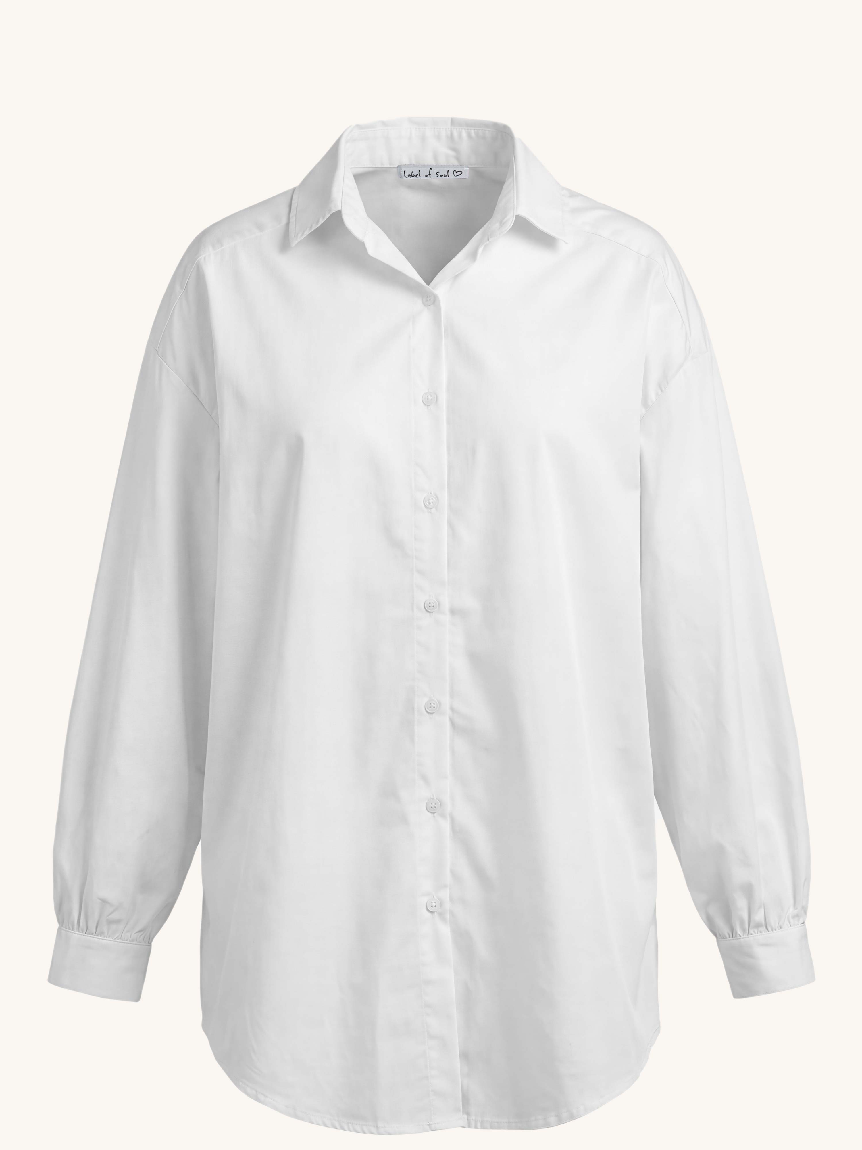 Cotton Long Oversize Hemdbluse - Weiss